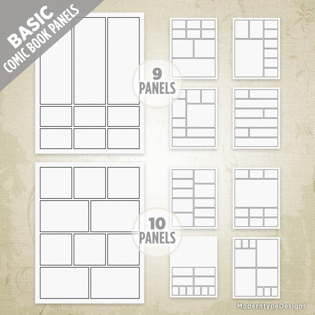 Basic Comic Panel Colored Basic & Complex Comic Book Panels Kit Printable