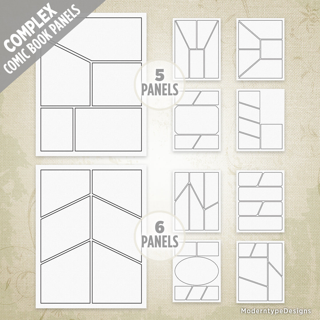 Comic Book Panel Example Simple Basic & Complex Comic Book Panels Kit Printable