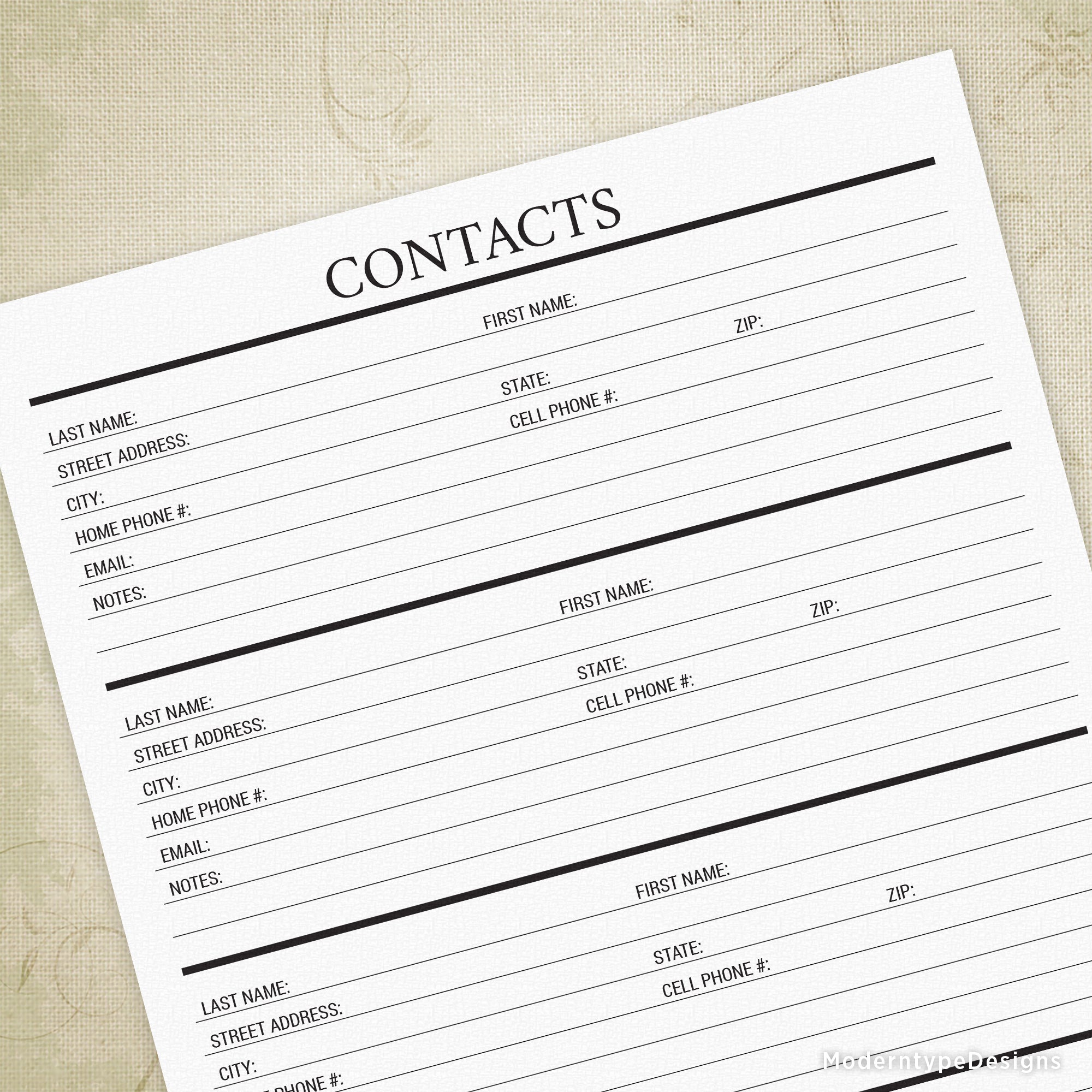 Contacts Printable - End of Life