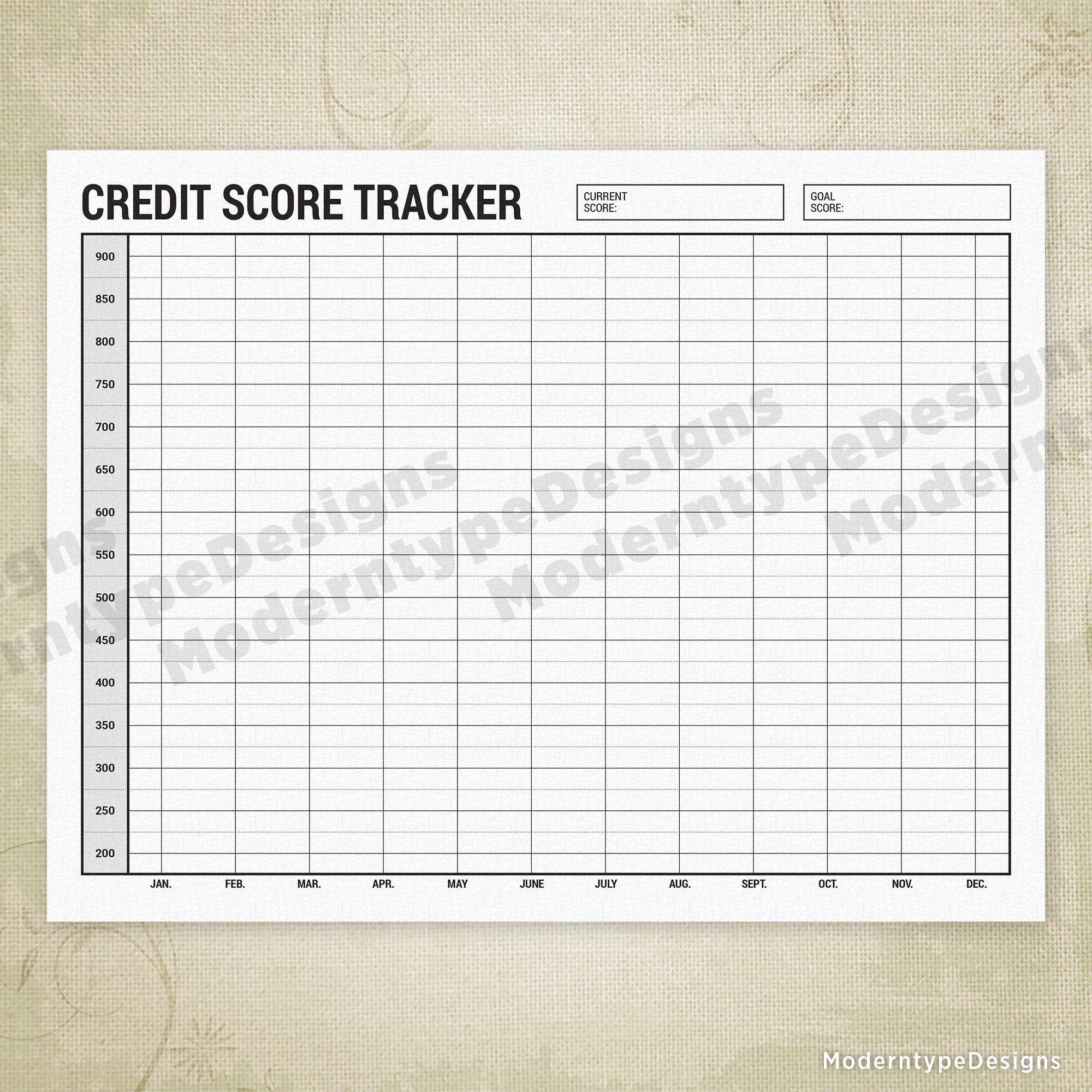 Credit Score Tracker Printable