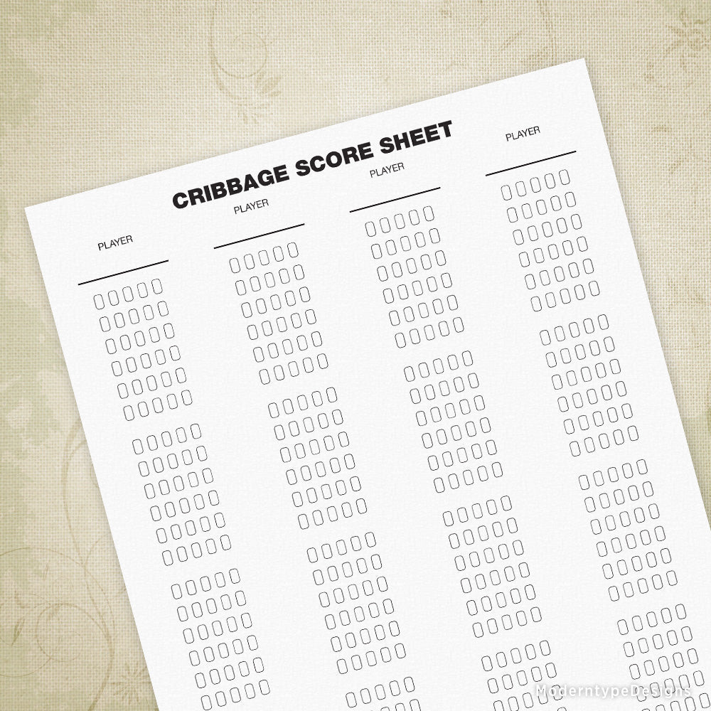 Cribbage Score Sheet Printable Form