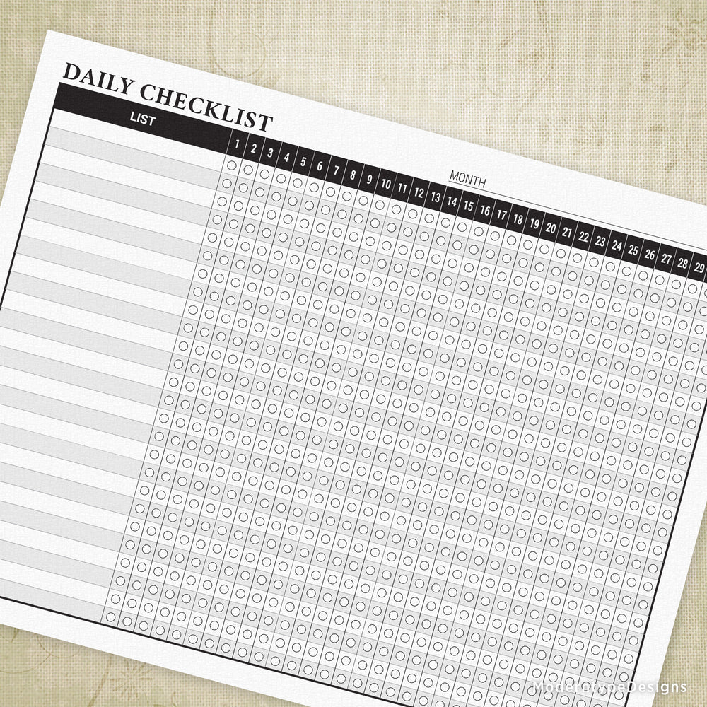 Daily Checklist Planner Printable