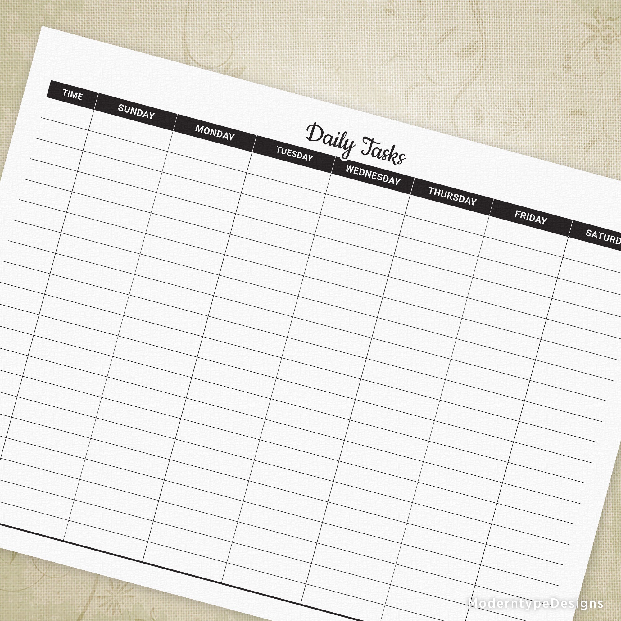 Daily Tasks List Planner Printable