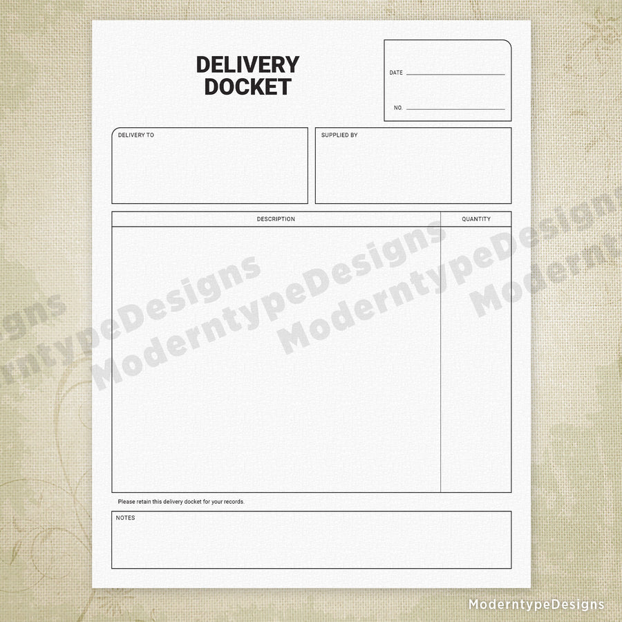 Delivery Docket Printable Form, #3