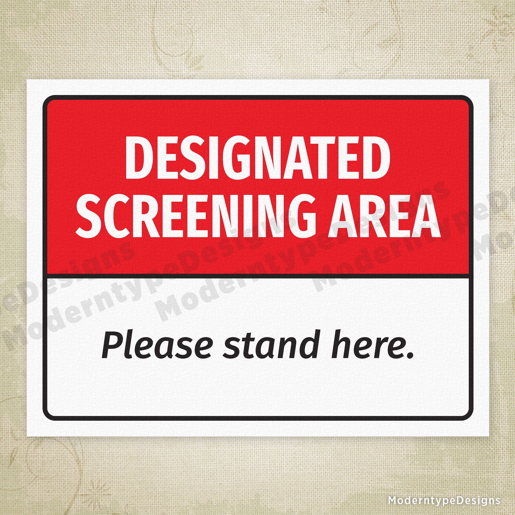 Designated Screening Area Printable Sign
