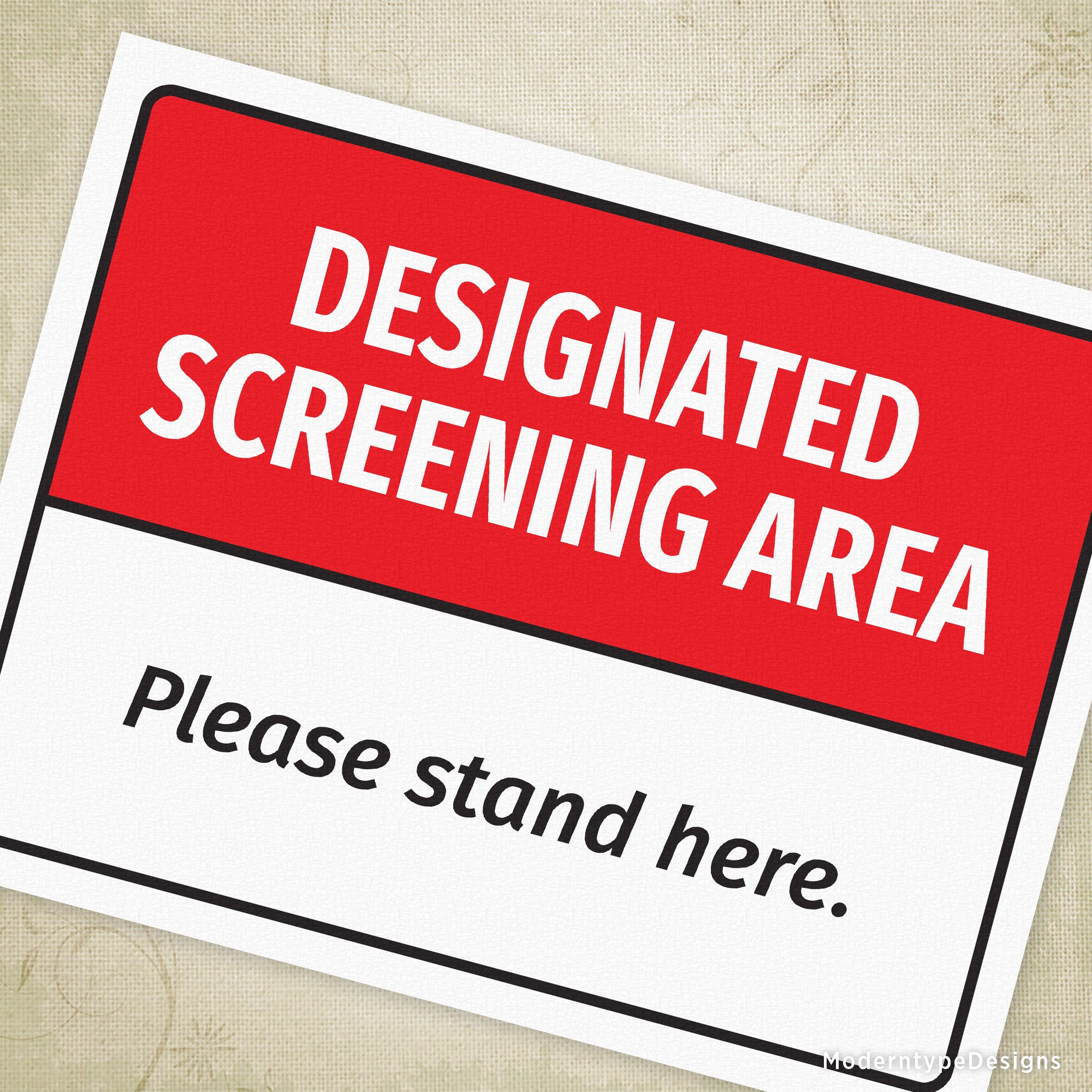 Designated Screening Area Printable Sign