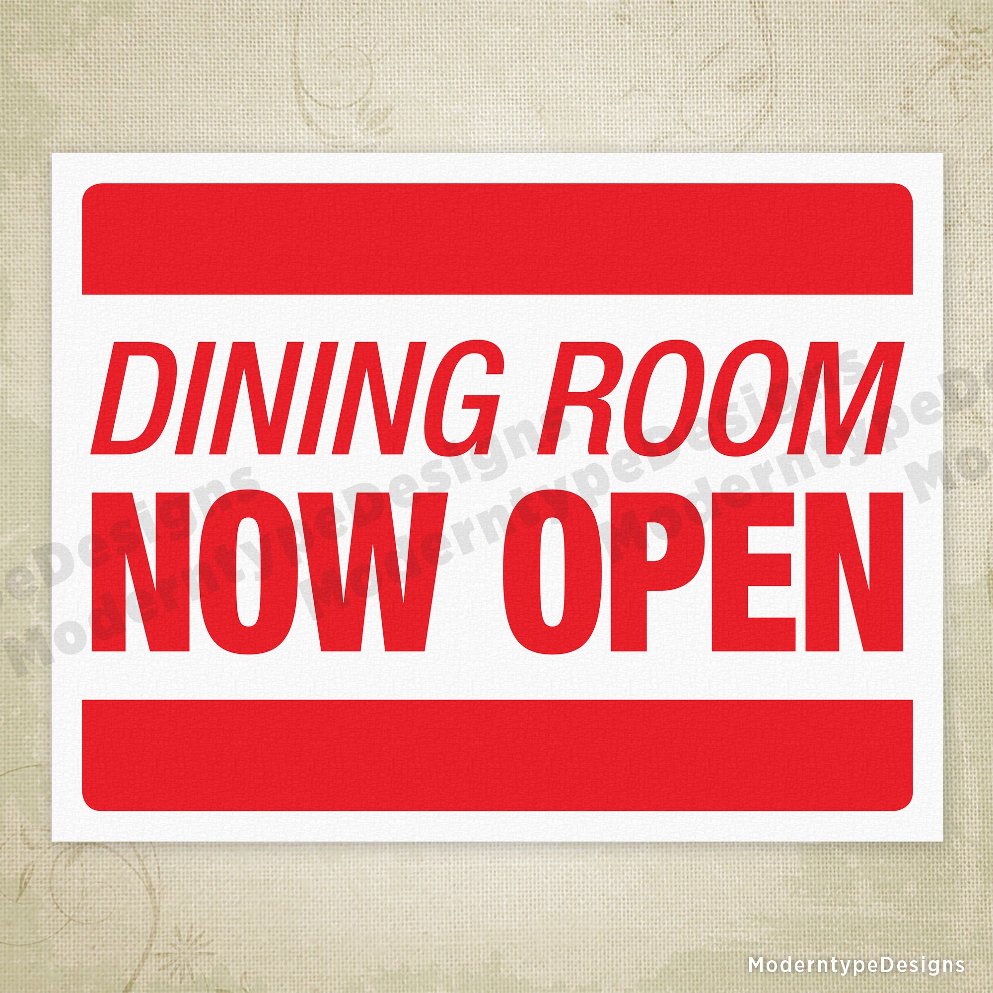 Dining Room Now Open Printable Sign