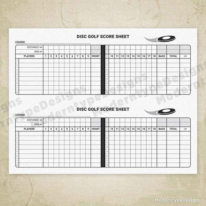 Disc Golf Scoring Sheet Printable 2 Games