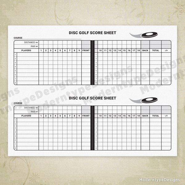 Disc Golf Scoring Sheet Printable, 2 Games
