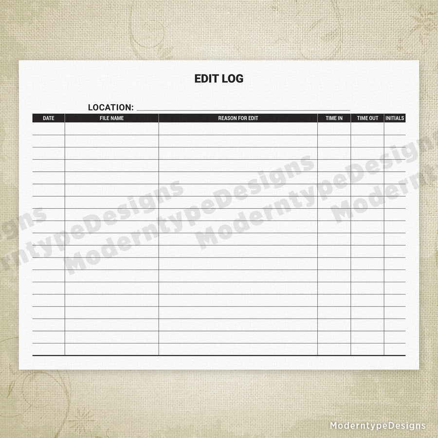 File Edit Log Printable