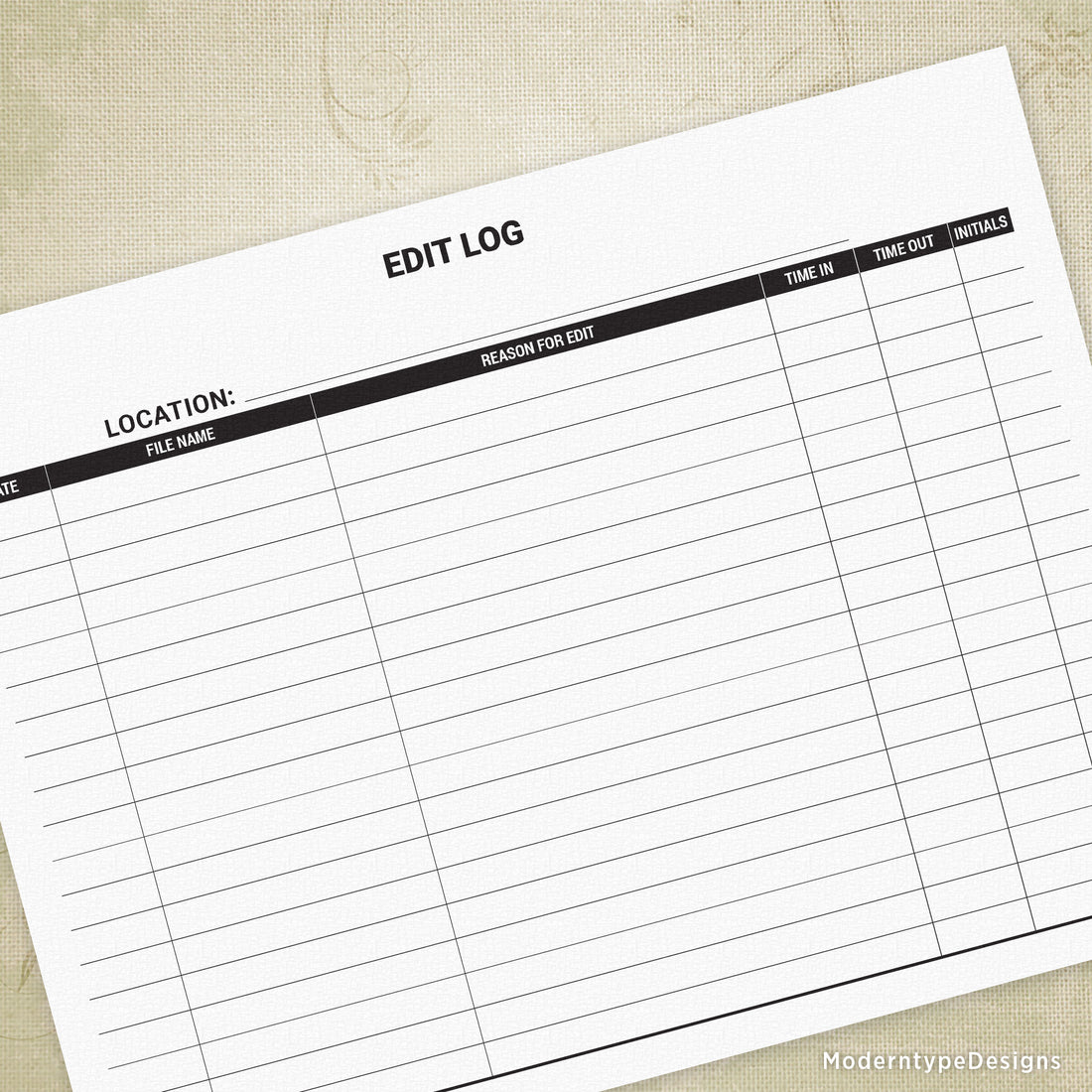 File Edit Log Printable