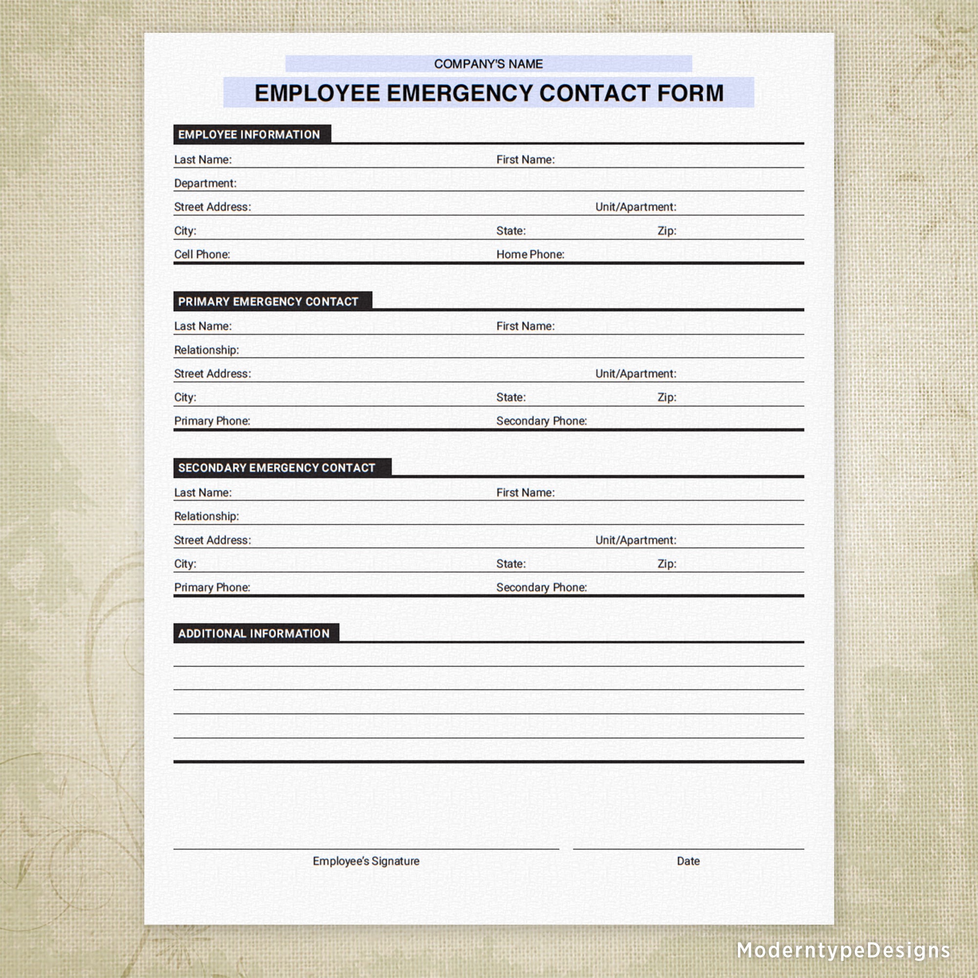 Emergency Contact Printable Form, Personalized emergency-contact-printable-form-personalized