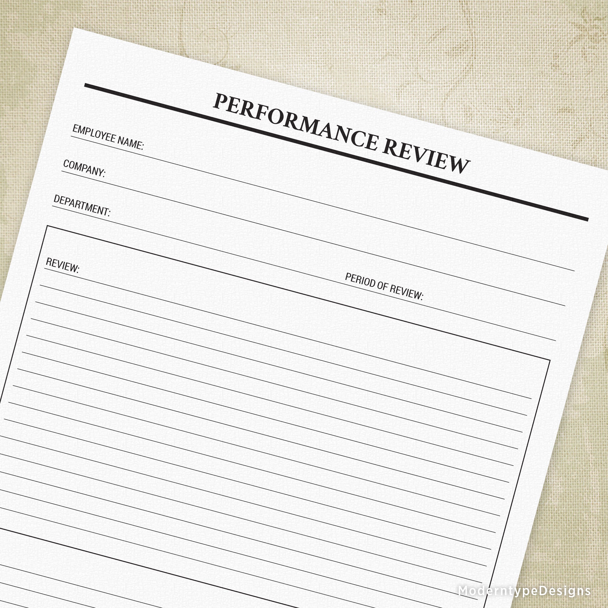 Employee Performance Review Printable