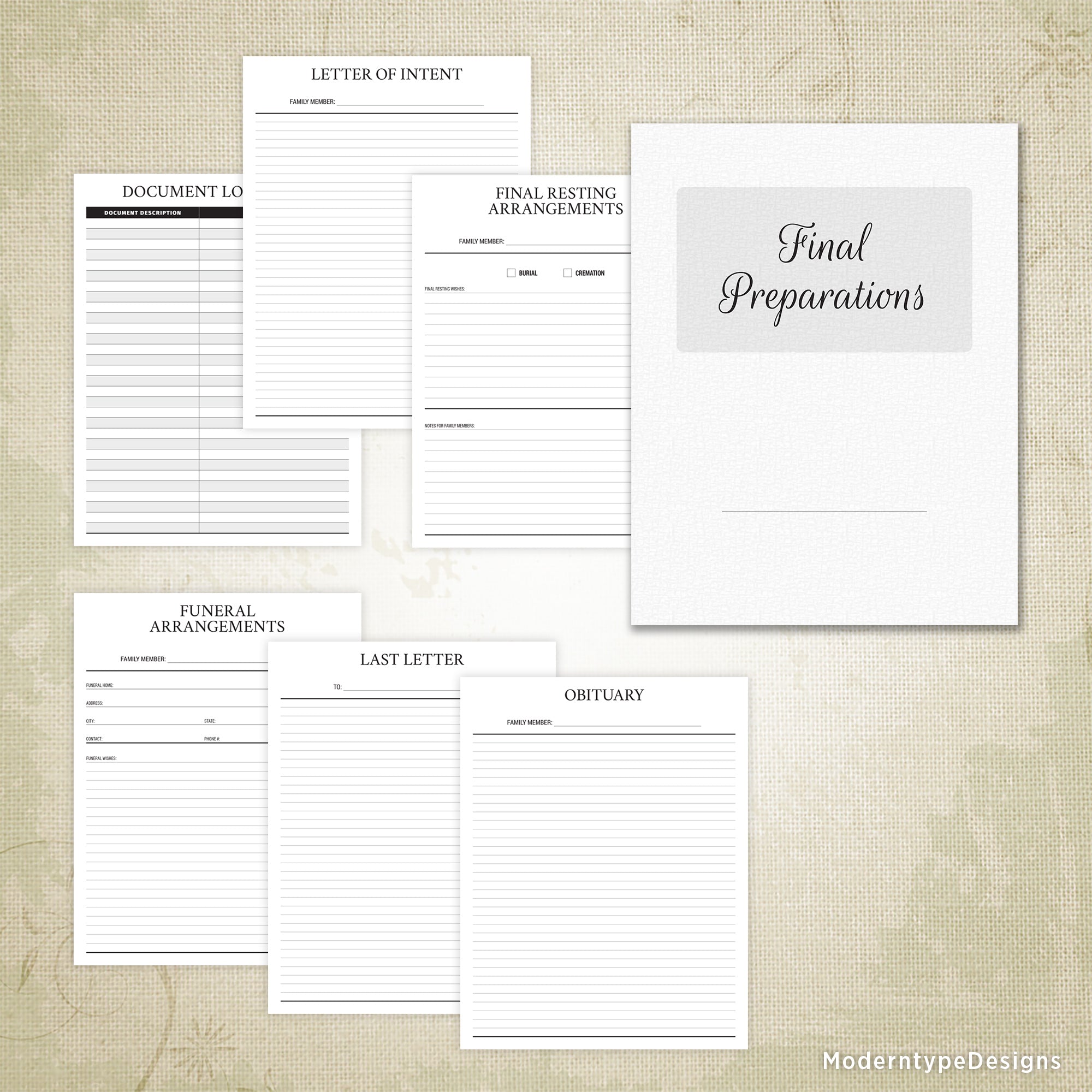 End of Life Planner Kit Printable