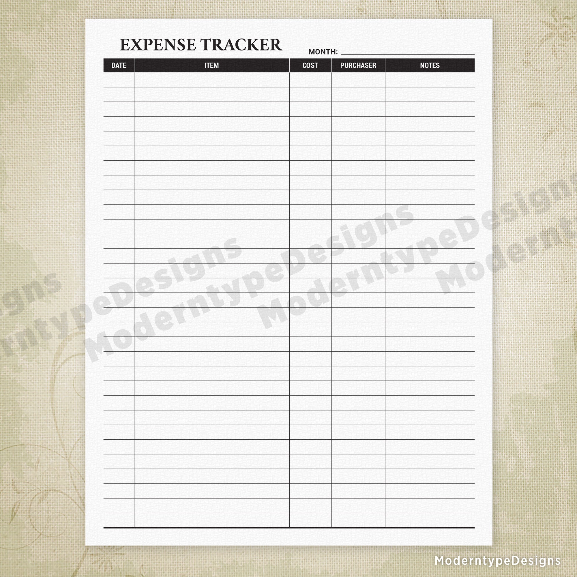 Expense Tracker Printable