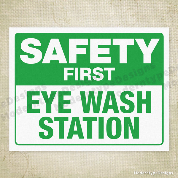 Safety First Eye Wash Station Printable Sign