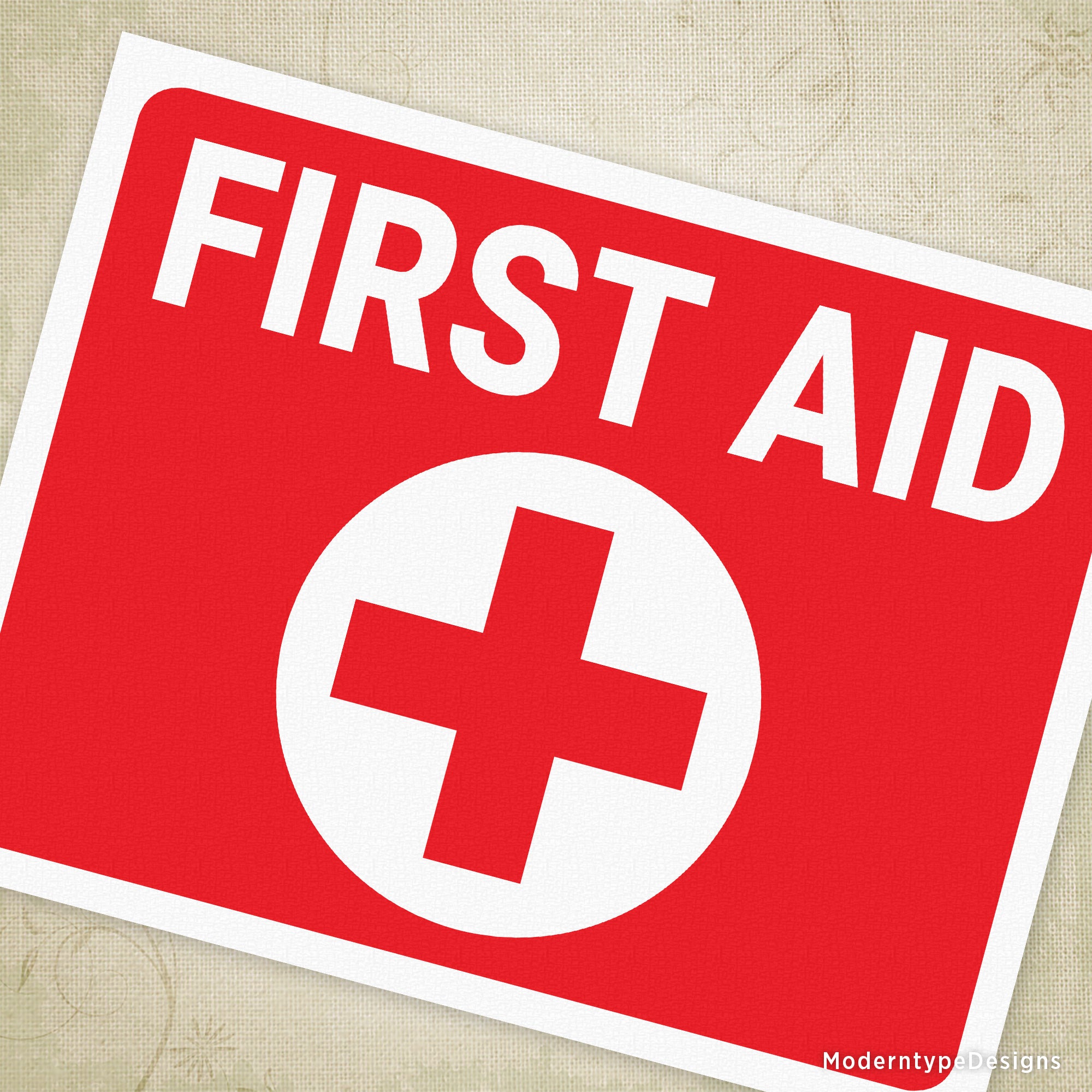 Red First Aid Kit Sign