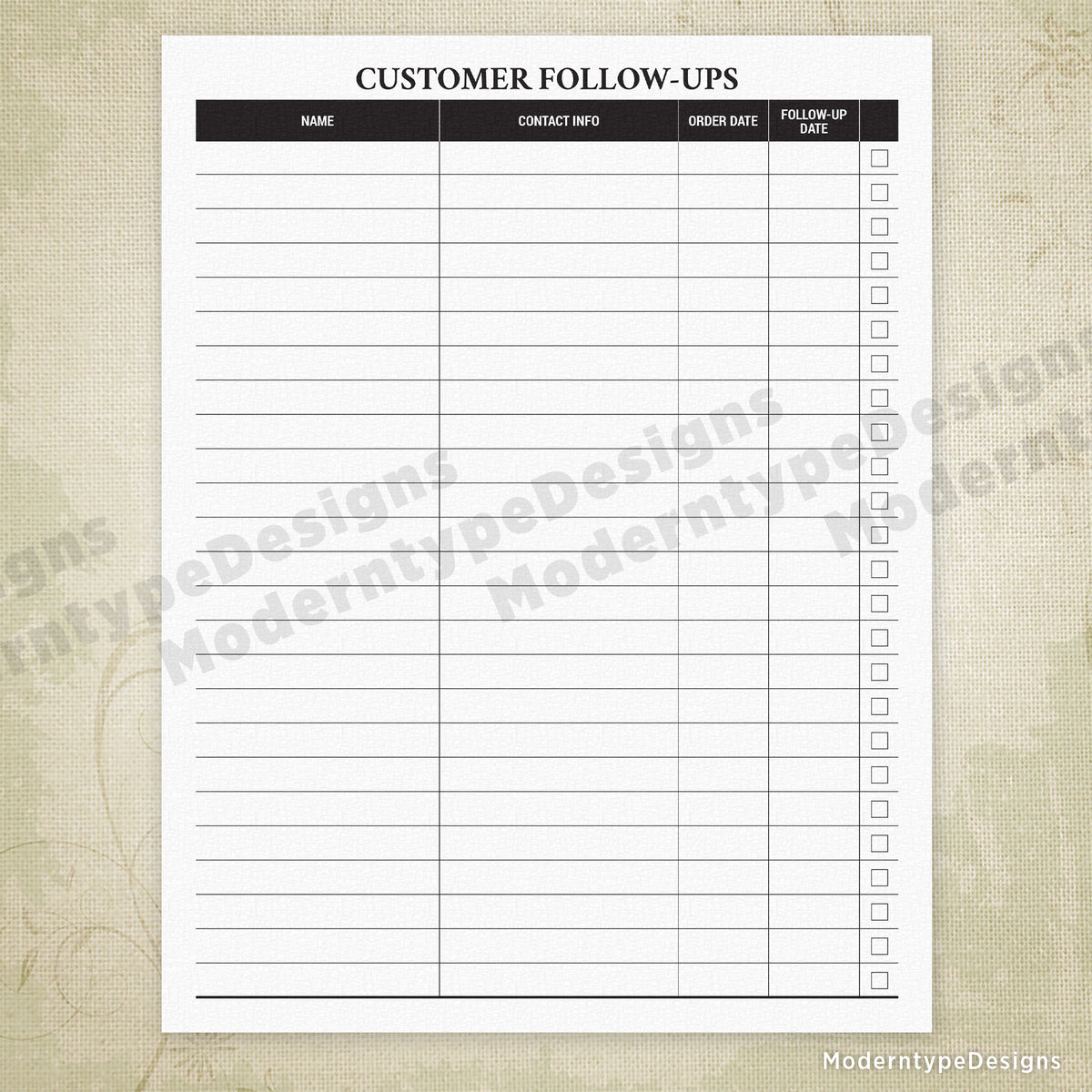 Customer Follow Up Notes Customer Follow-Ups Printable