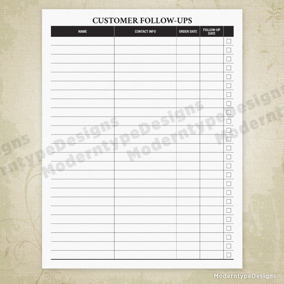 Customer Follow-Ups Printable