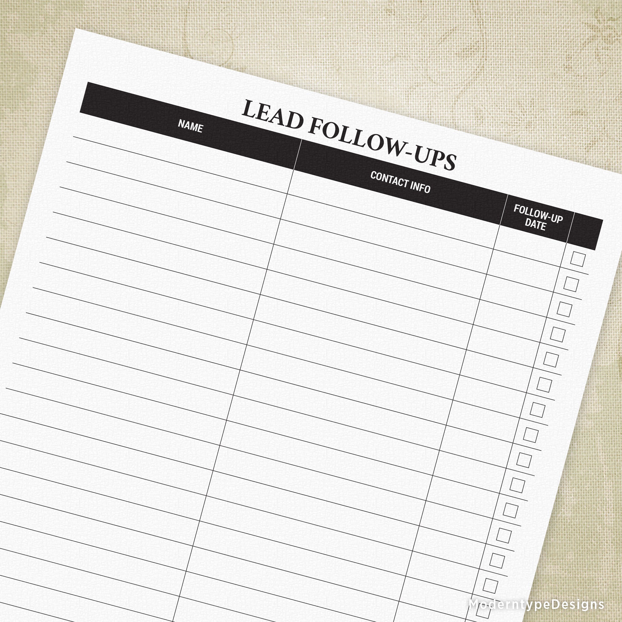 Lead Follow-Ups Printable