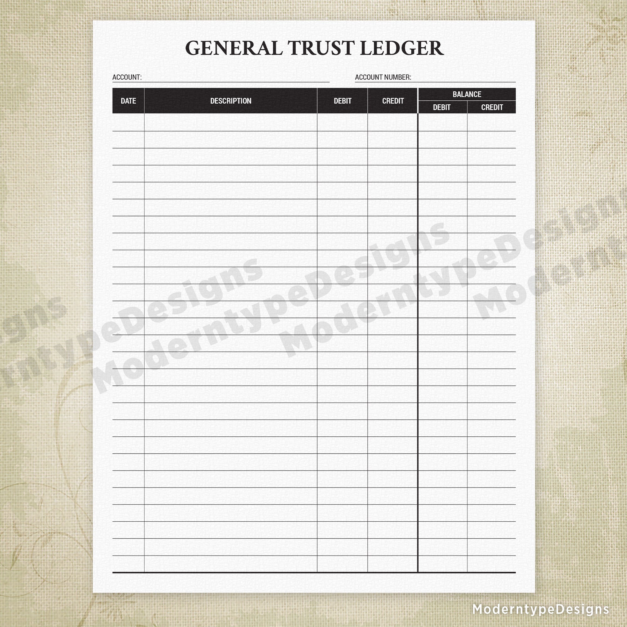 General Trust Ledger Printable