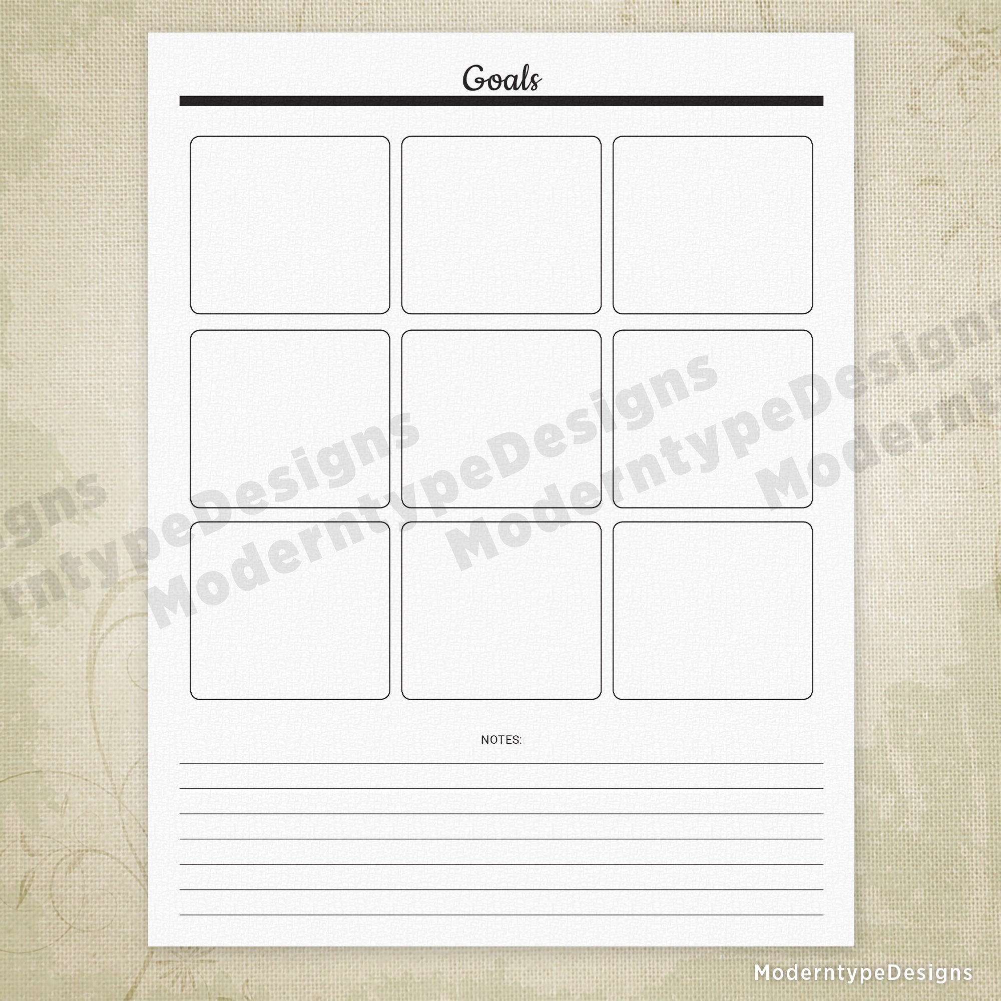 Goals Planner Printable Sheet