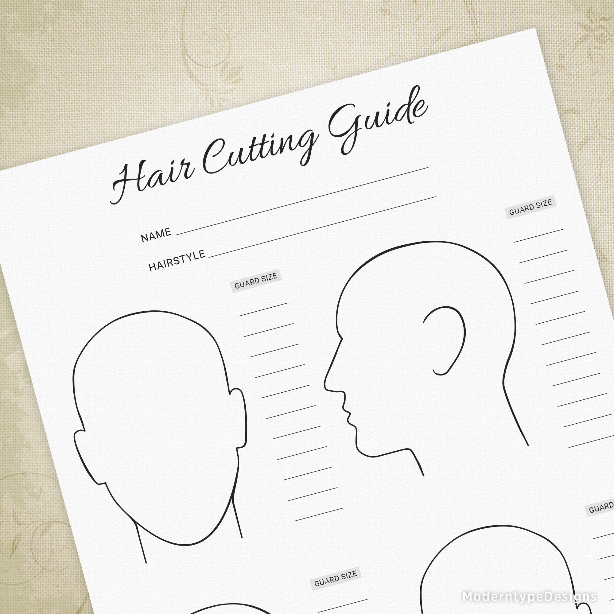 Hair Cutting Guide Printable Form