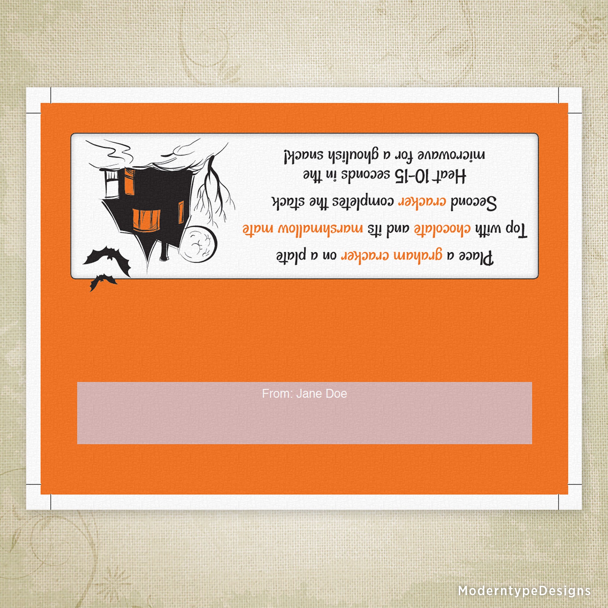 Happy Halloween S'mores Bag Topper Printable Tag, Personalized