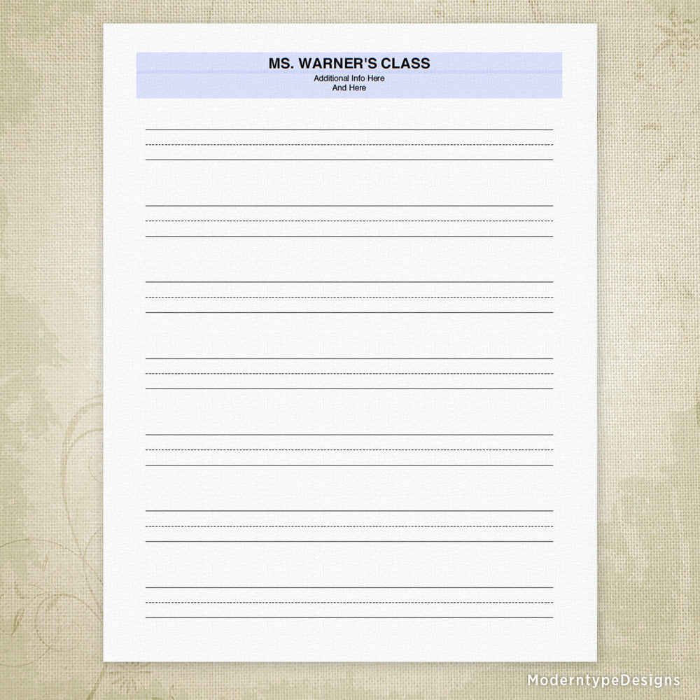 Handwriting Practice Printable Sheet, Personalized