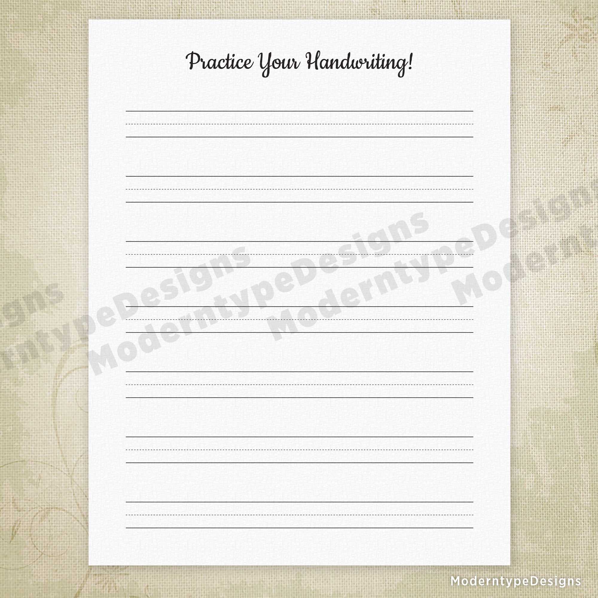 Handwriting Practice Printable Sheet