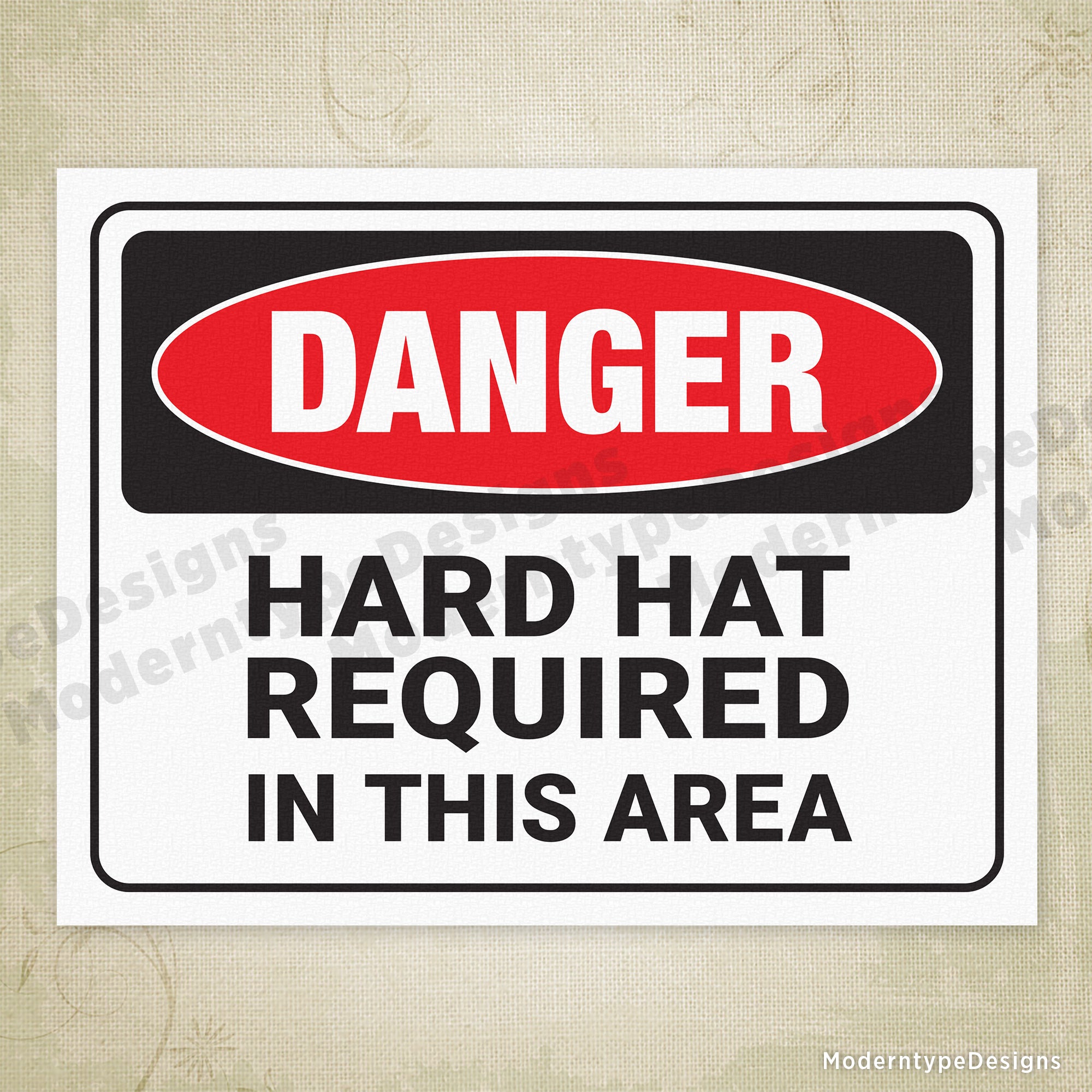 Hard hat sale area sign