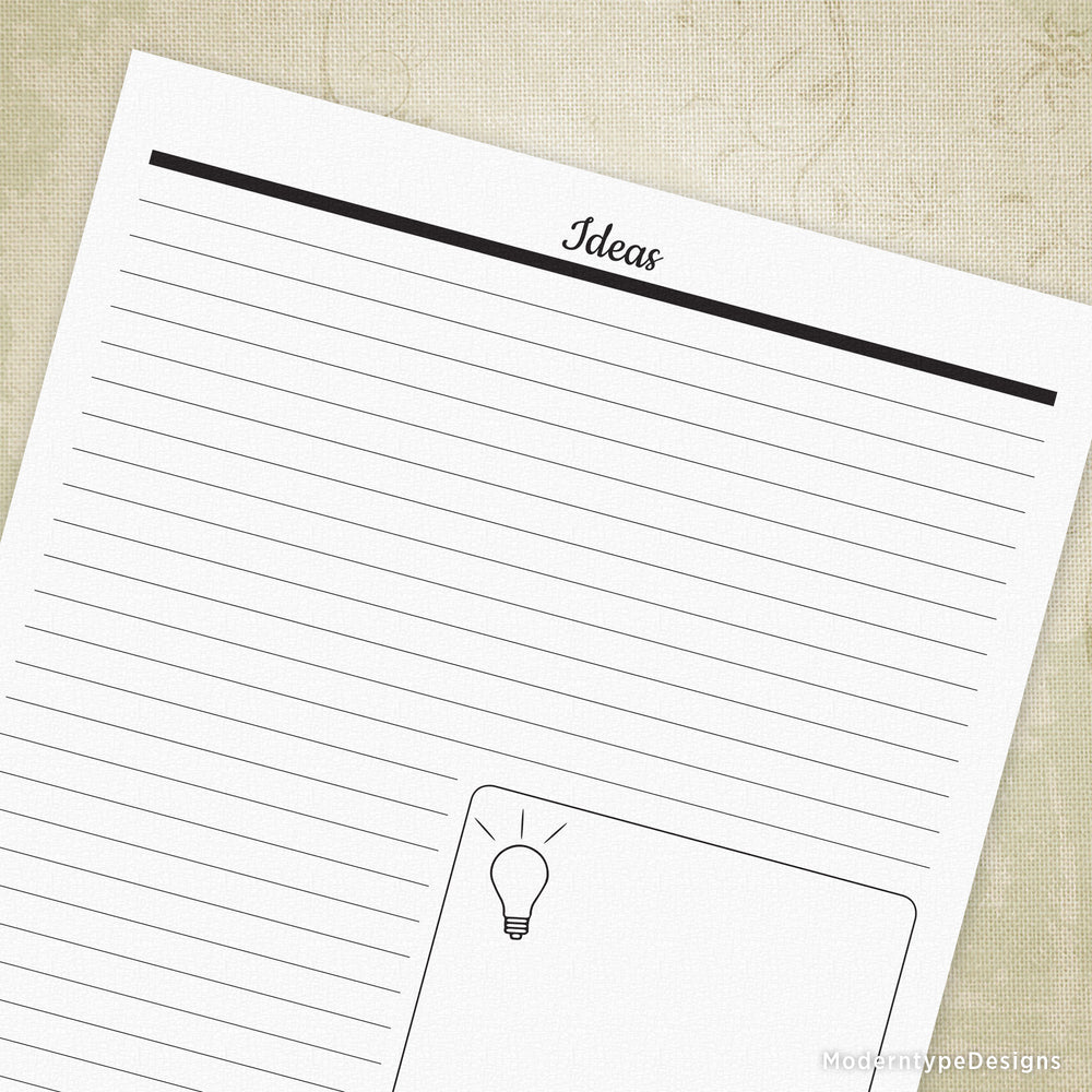 Idea List.pdf Ideas List Printable with Lines #1