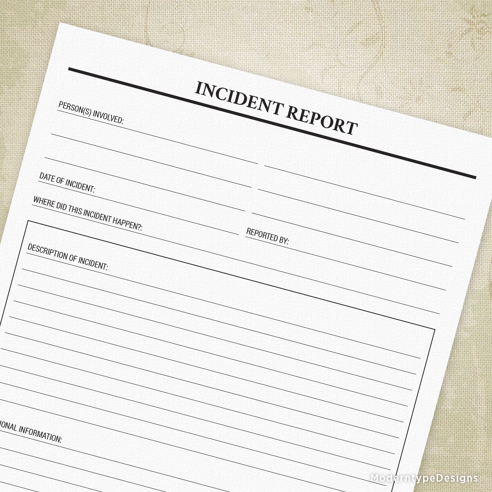 Incident Report Printable