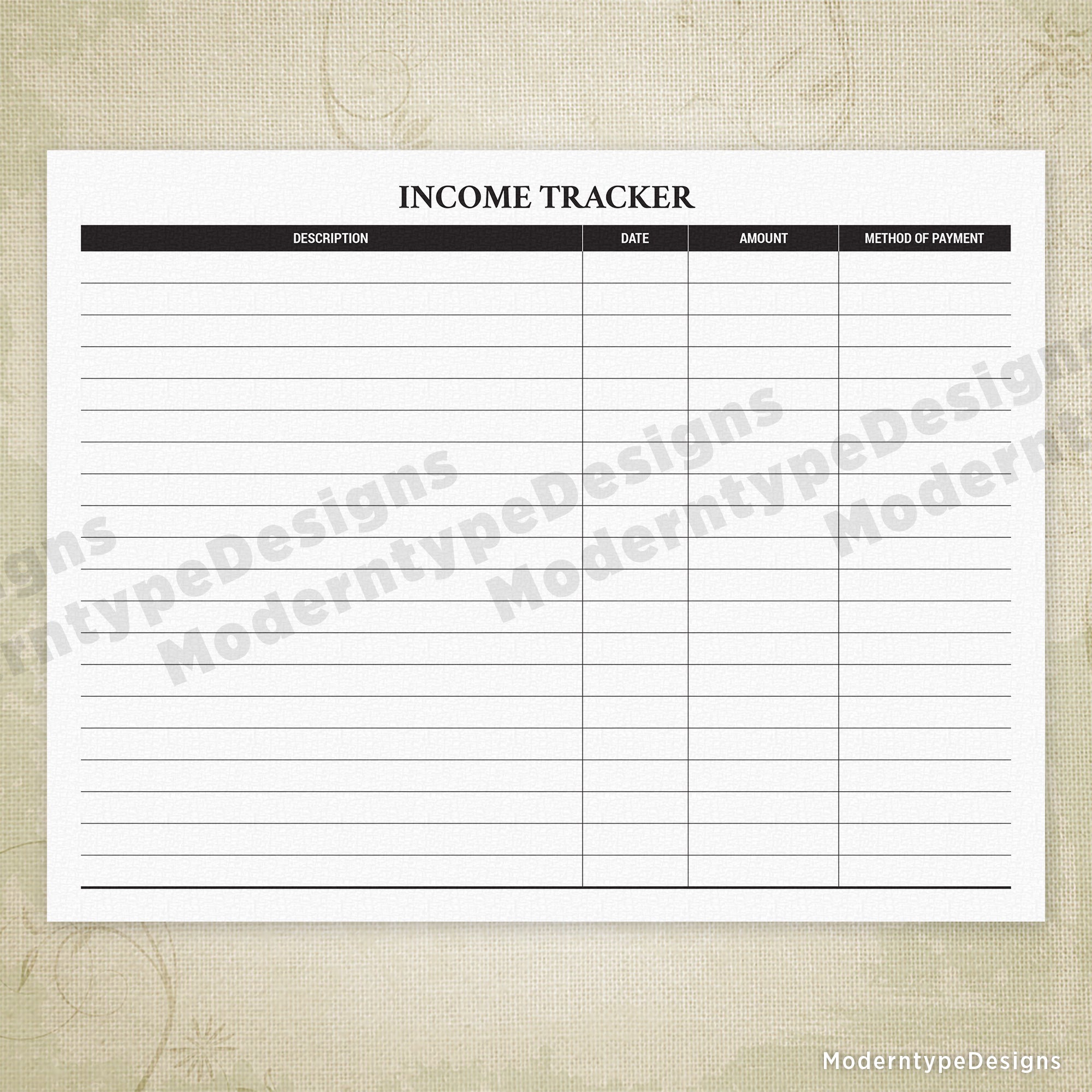 Income Tracker Printable, #2