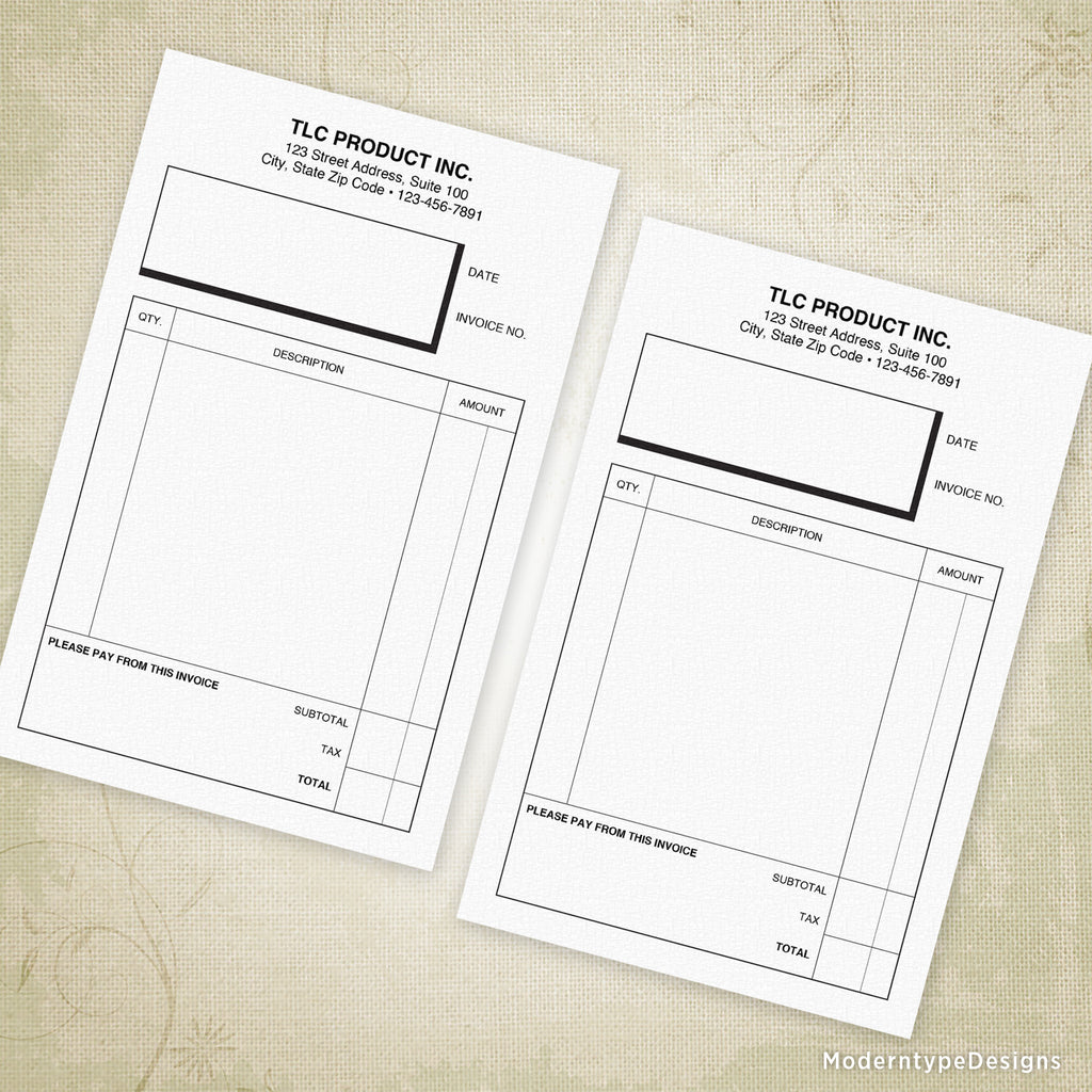 Invoice Form Printable, 5.5 x 8.5