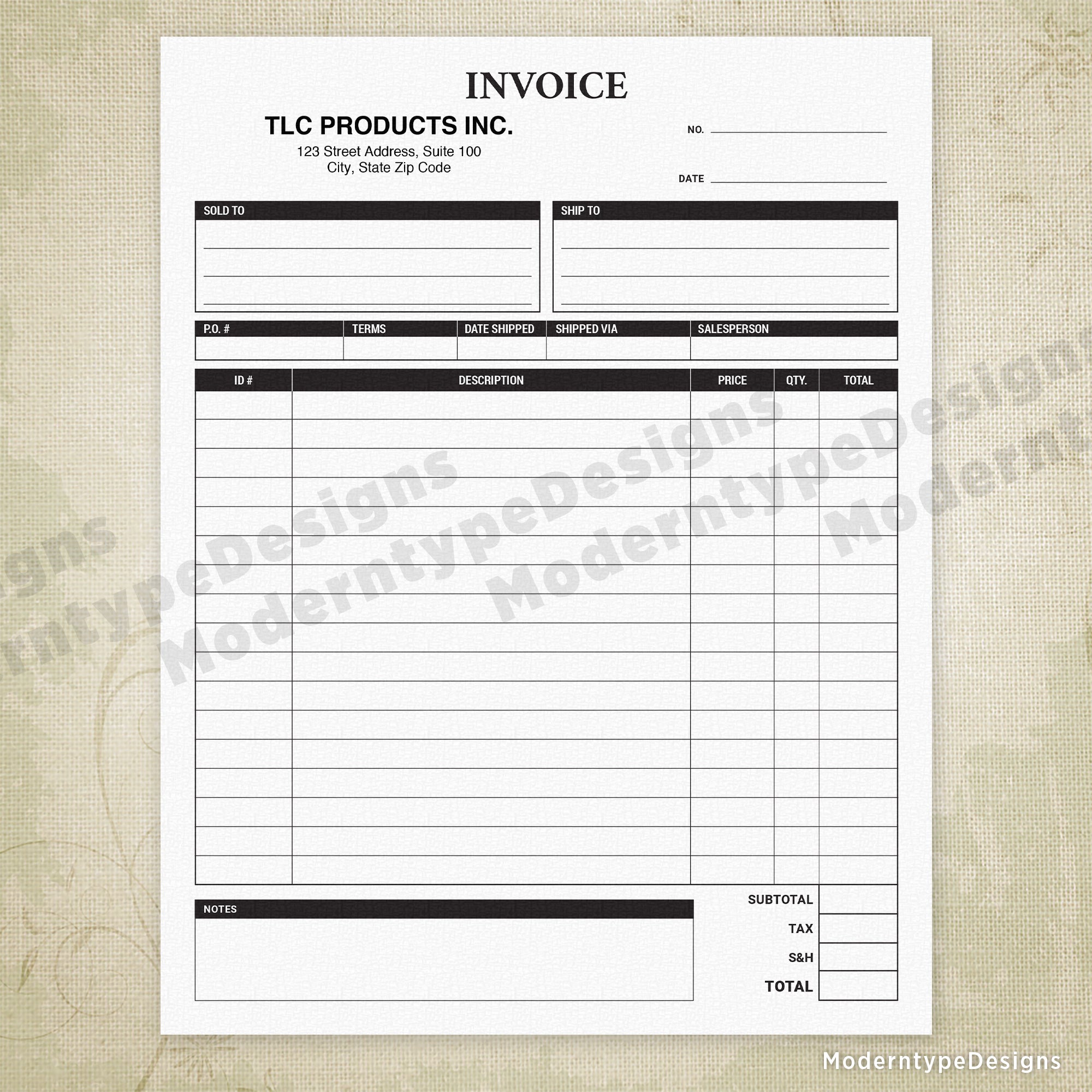 Invoice Form Printable, Editable, #4