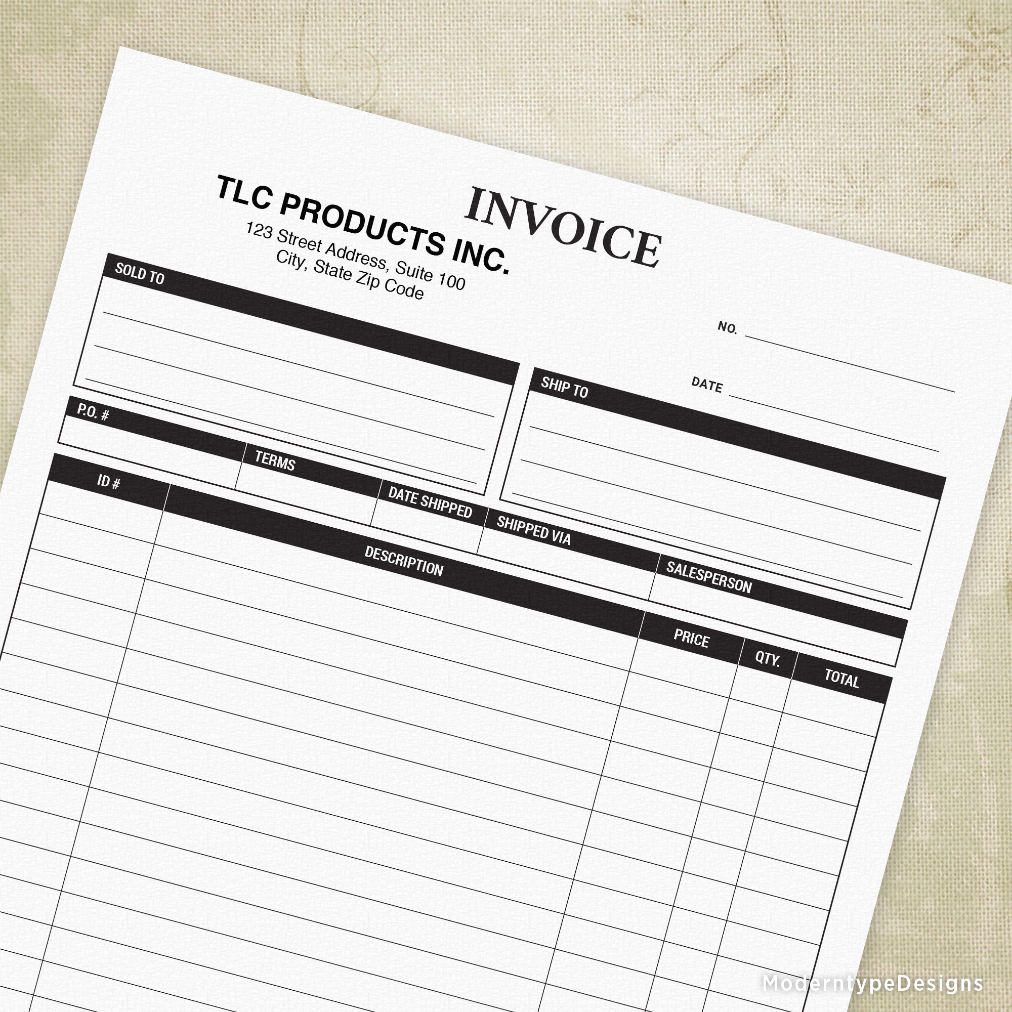 Invoice Form Printable, Editable, #4