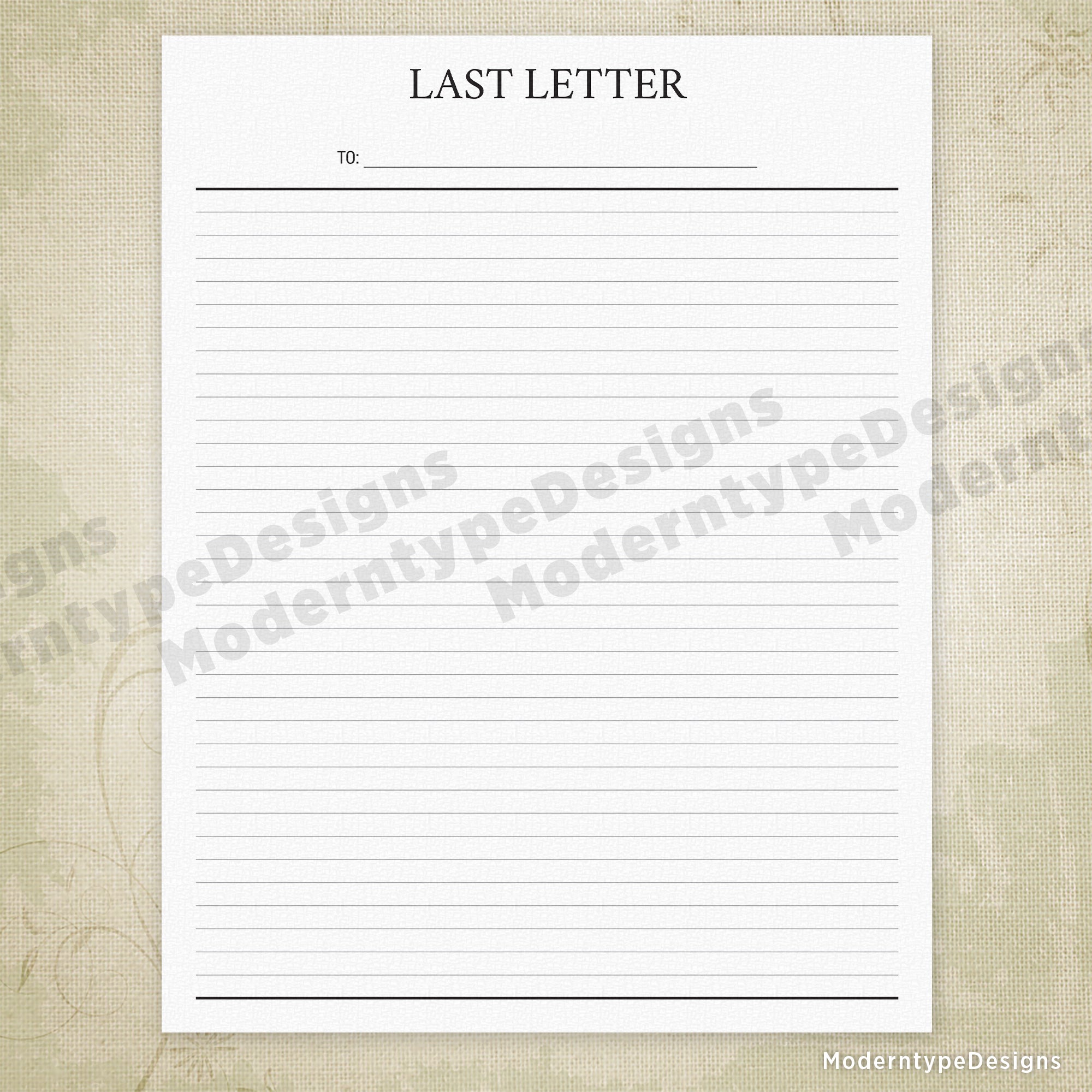 Blank Last Letter Printable - End of Life