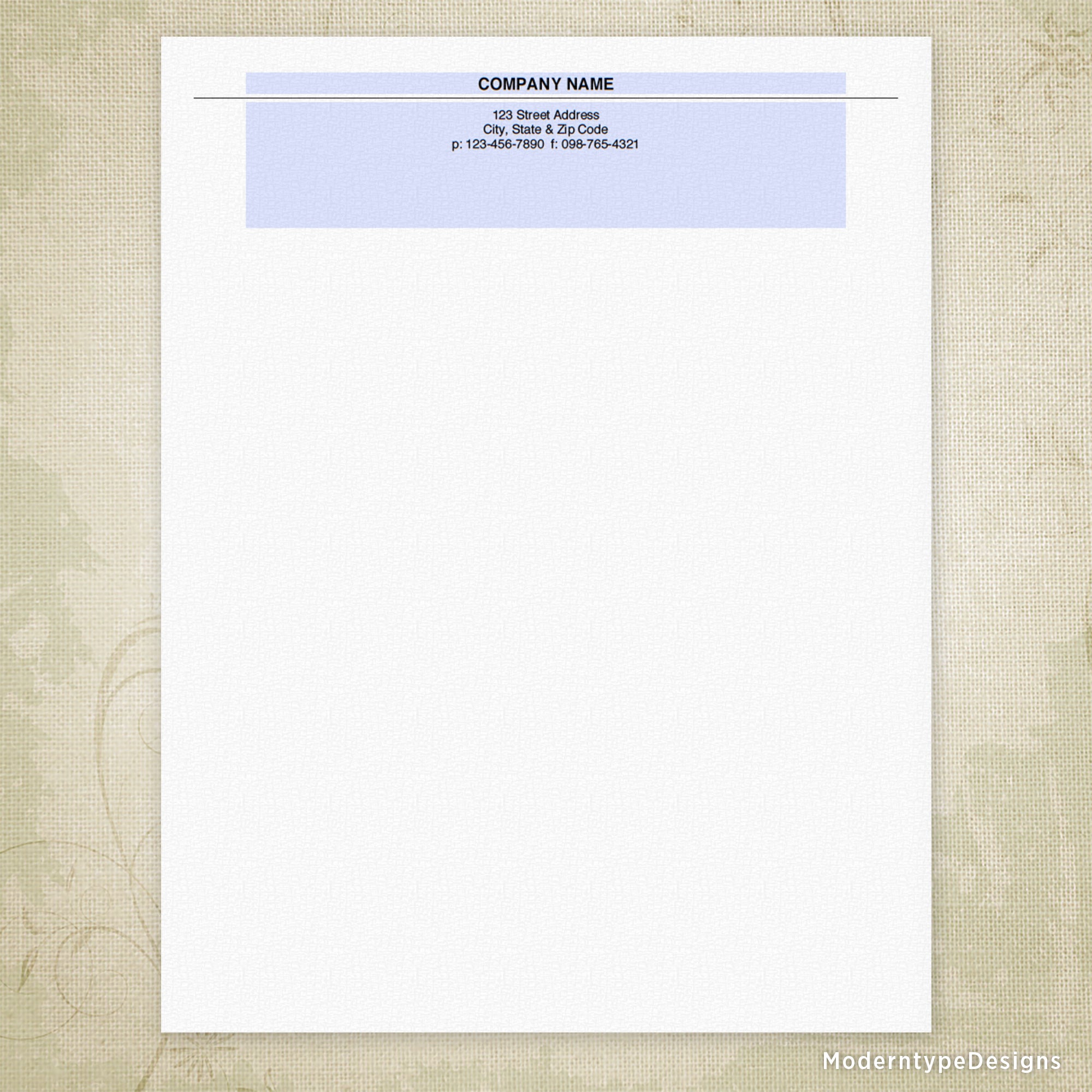Letterhead Printable Simple Design, Editable, #1