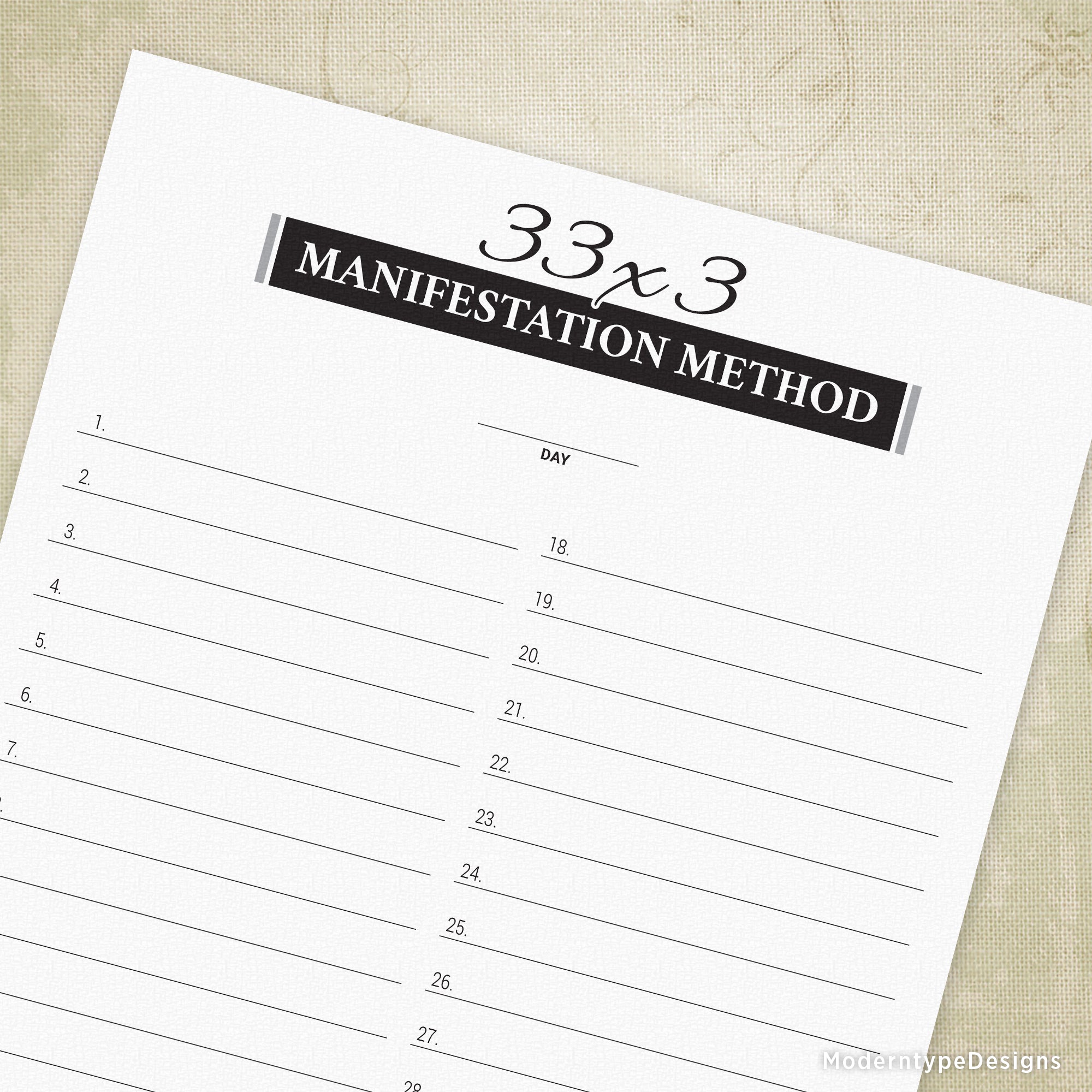 33x3 Manifestation Method Printable