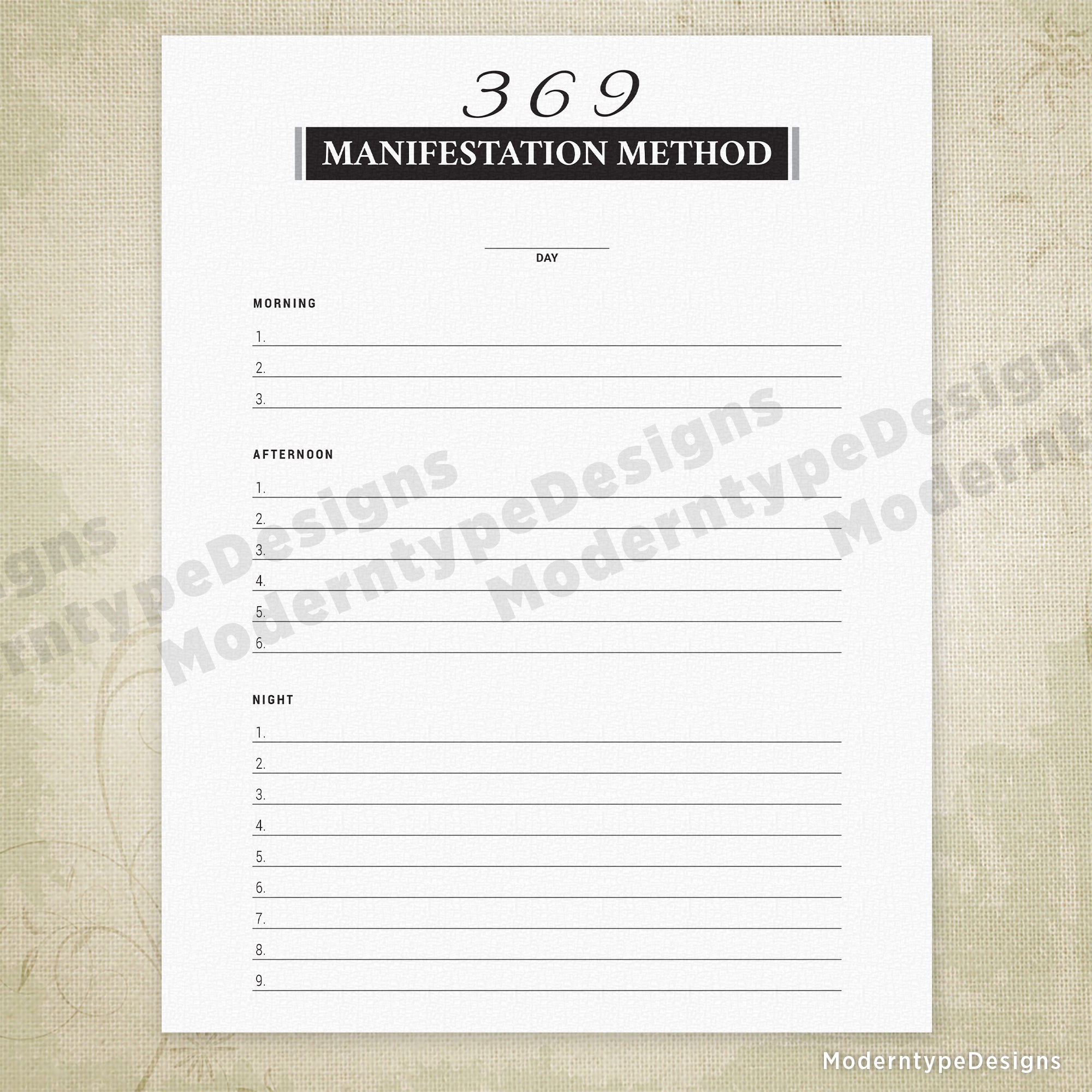 369 Manifestation Method Printable