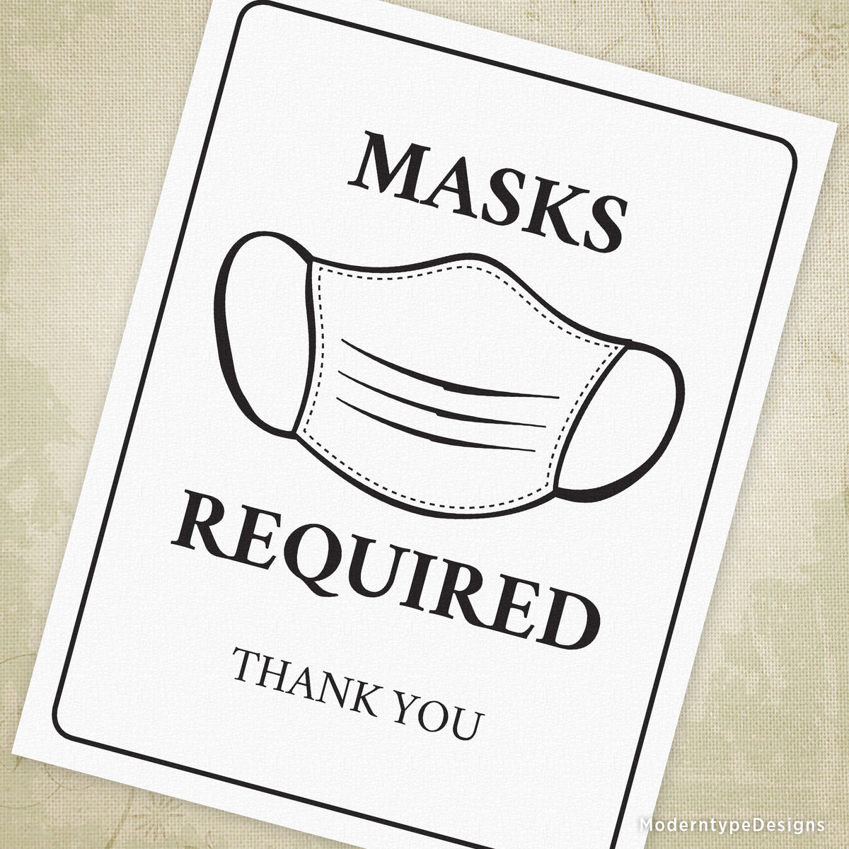Masks Required Printable Sign