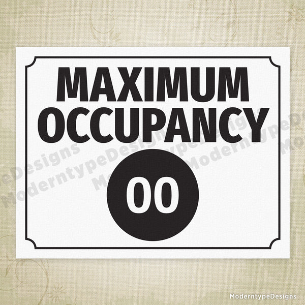 Multiple Function Occupancy Sign Example Maximum Occupancy Printable Sign, Editable