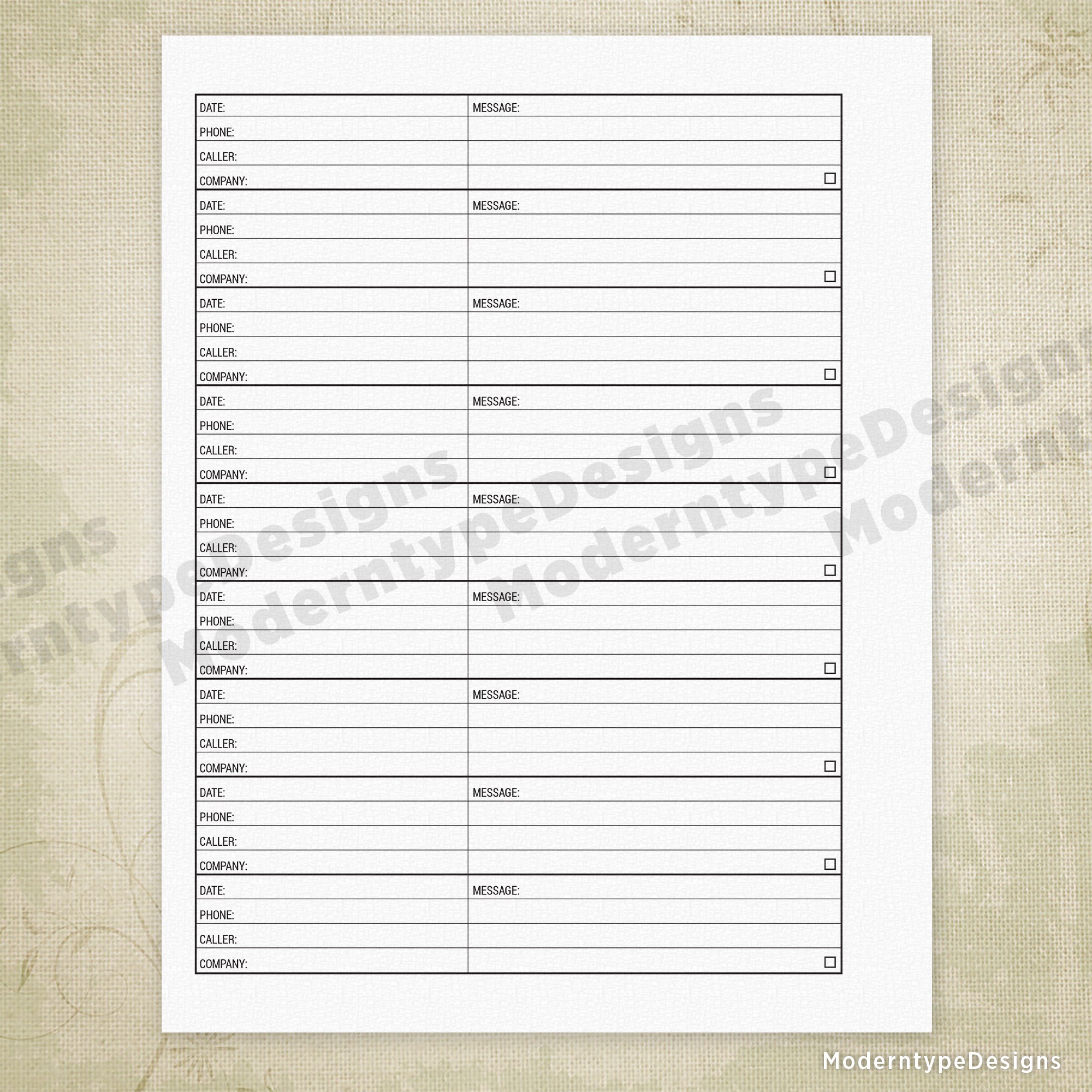 Messages Printable, Left & Right Bind
