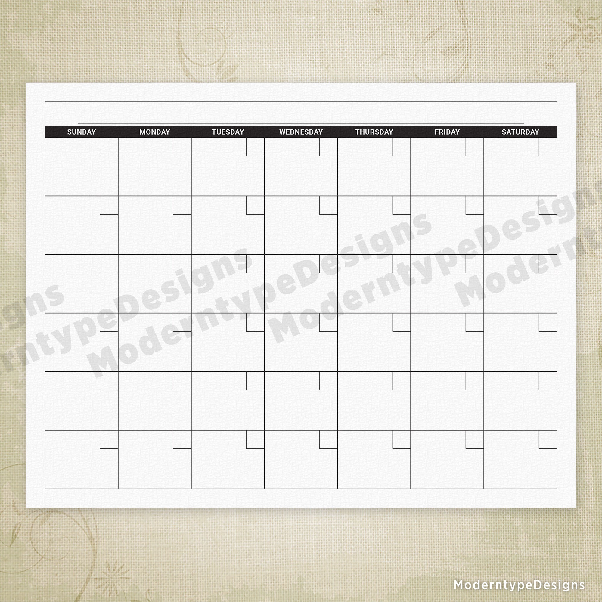 Blank Monthly Simple Calendar Printable