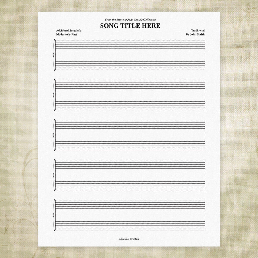 Music Staff Bar Charts Printable, Personalized