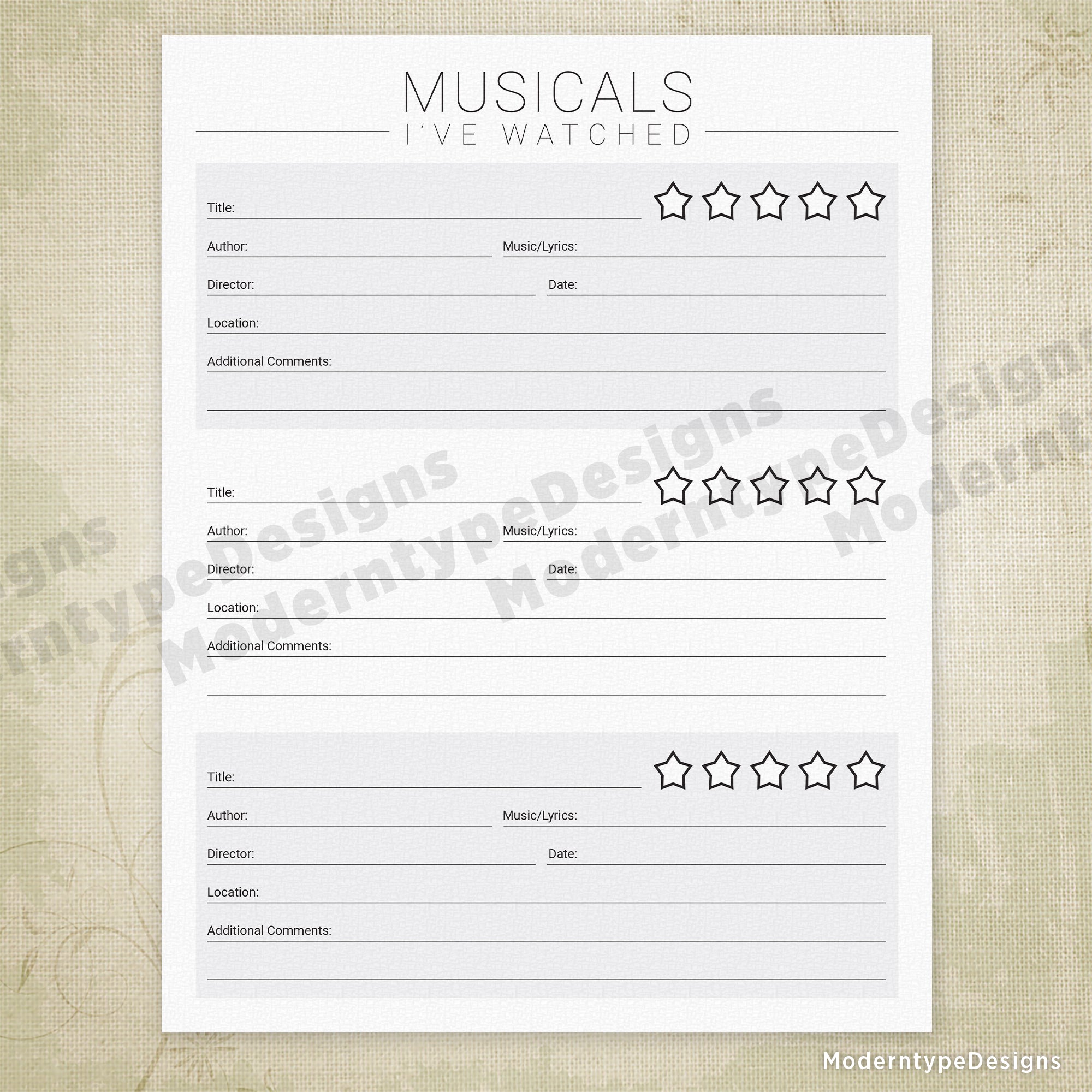 Musicals I've Watched & I Want to Watch Printable