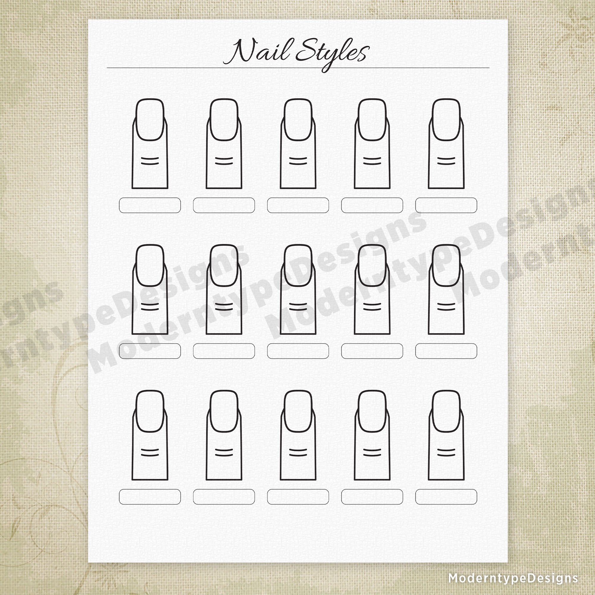 Nail Styles Drawing Printable