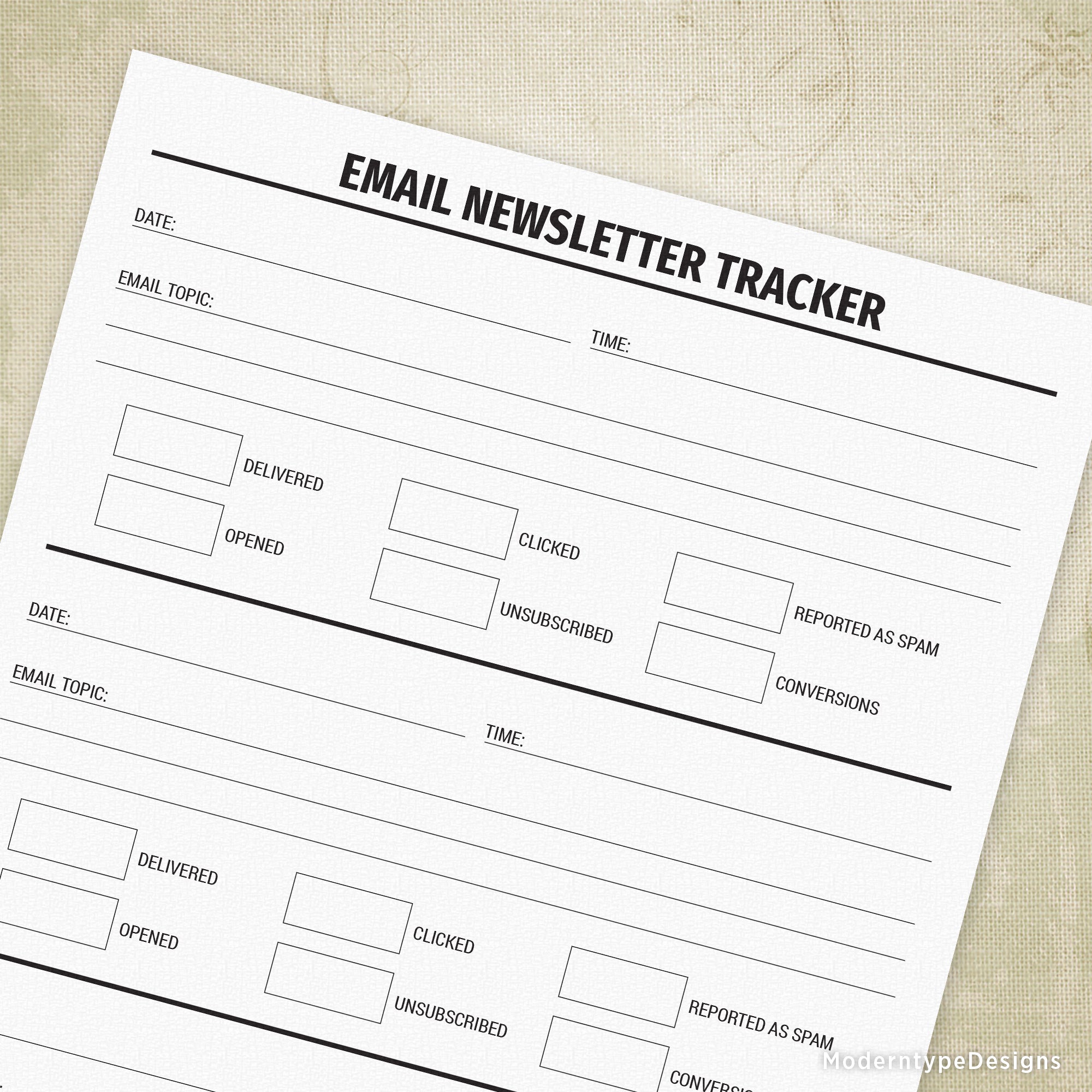 Email Newsletter Tracker Printable