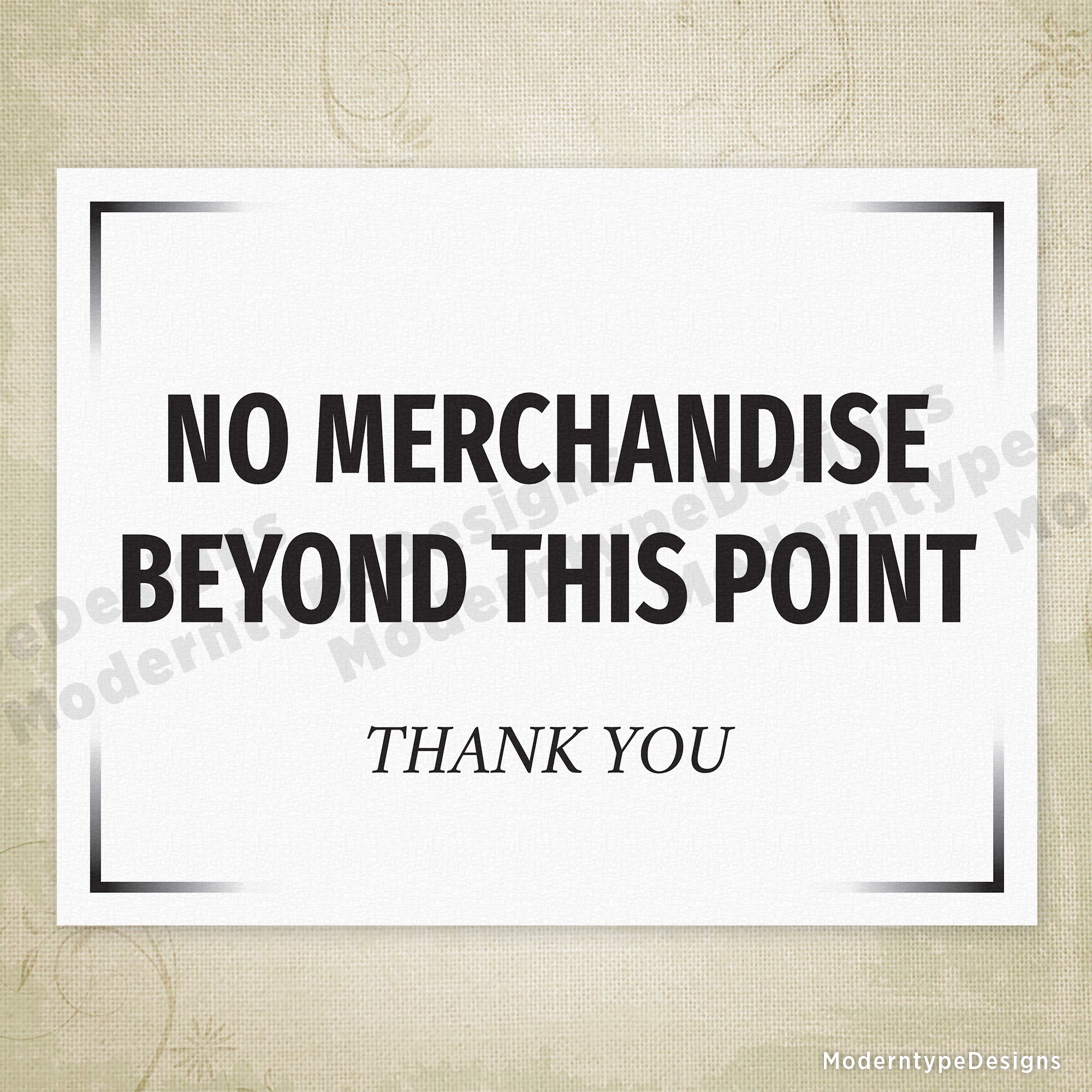 No Merchandise Beyond This Point Printable Sign